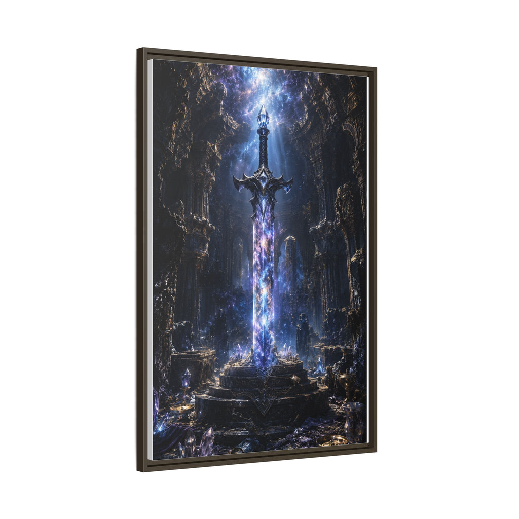 Framed Fantasy Sword Canvas — Mystical Glowing Blade Wall Art