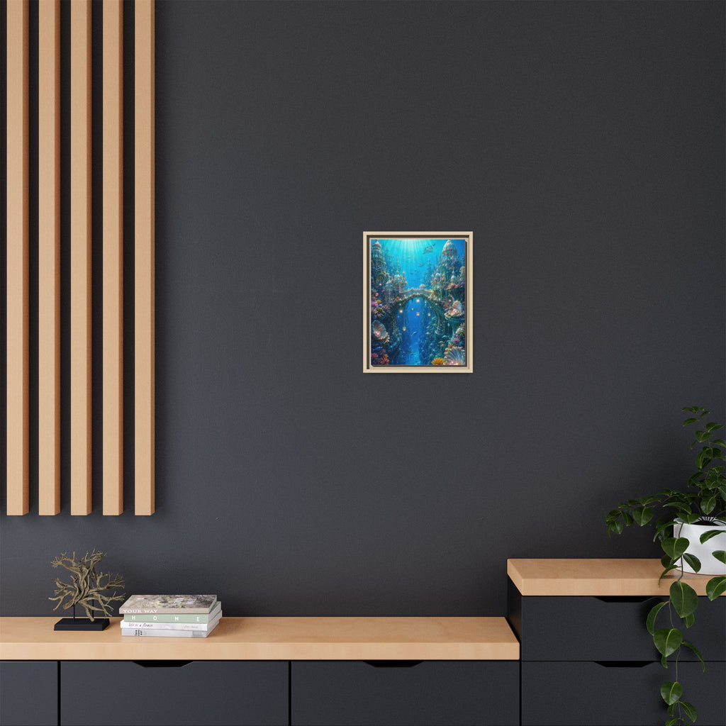 Underwater Fantasy Matte Canvas Framed Print — Ocean City Coral Reef Wall Art