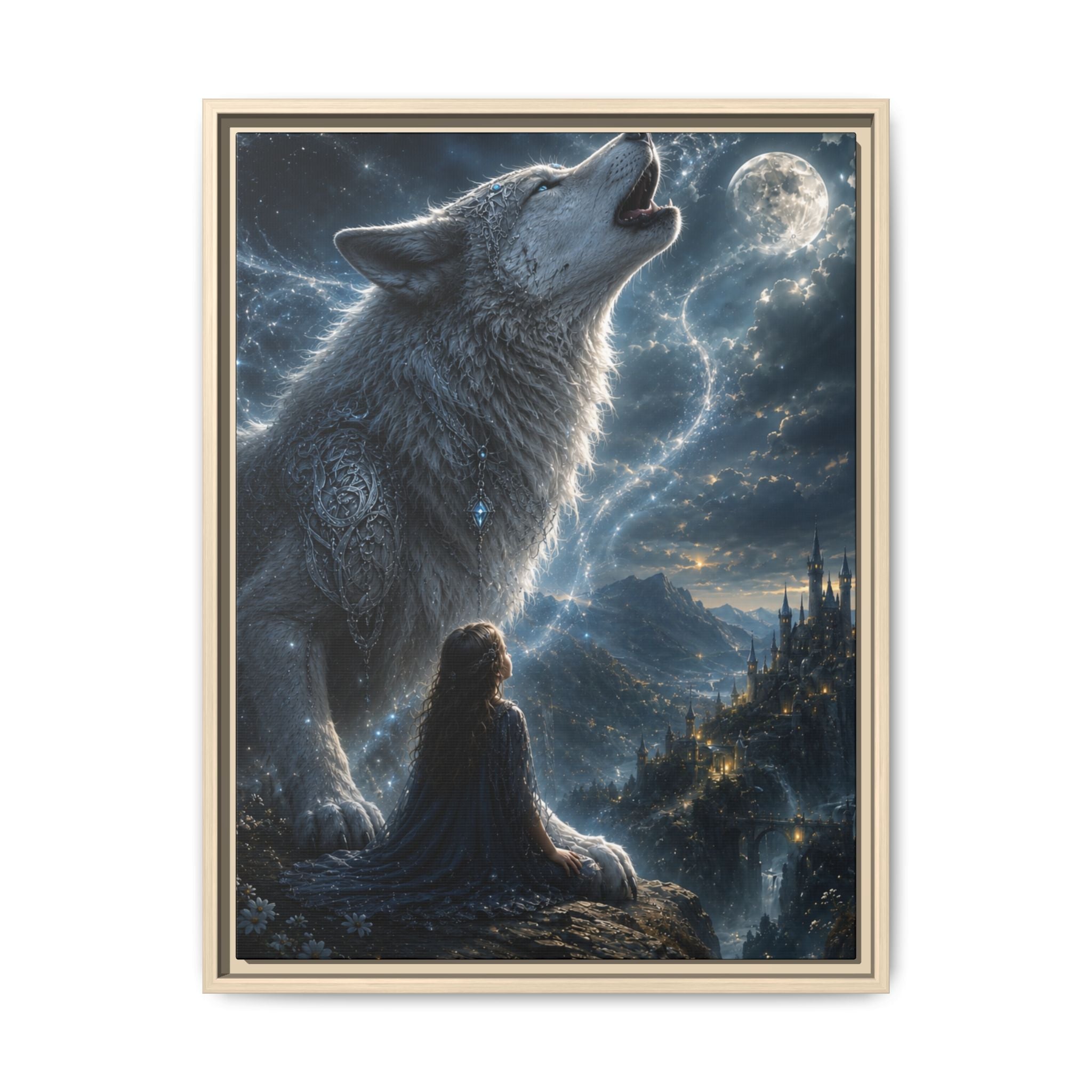 Howling Wolf Moon Fine Art Paper Print — Fantasy Wall Art