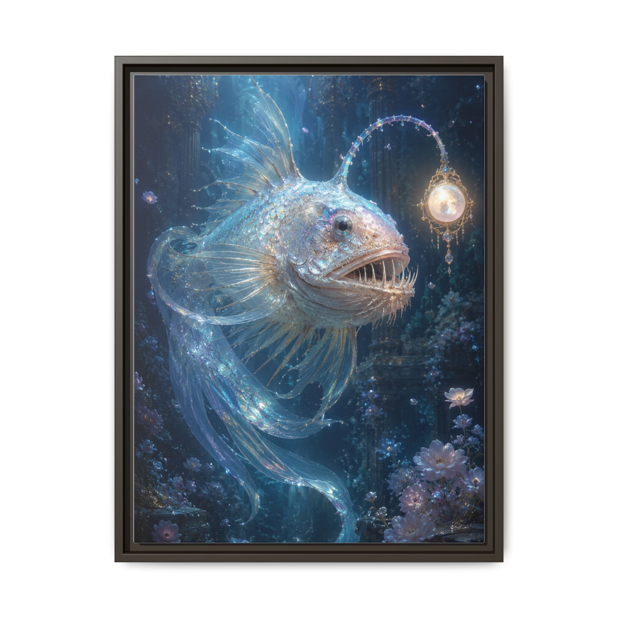 Anglerfish Fantasy Matte Canvas Print — Framed Ocean Wall Art