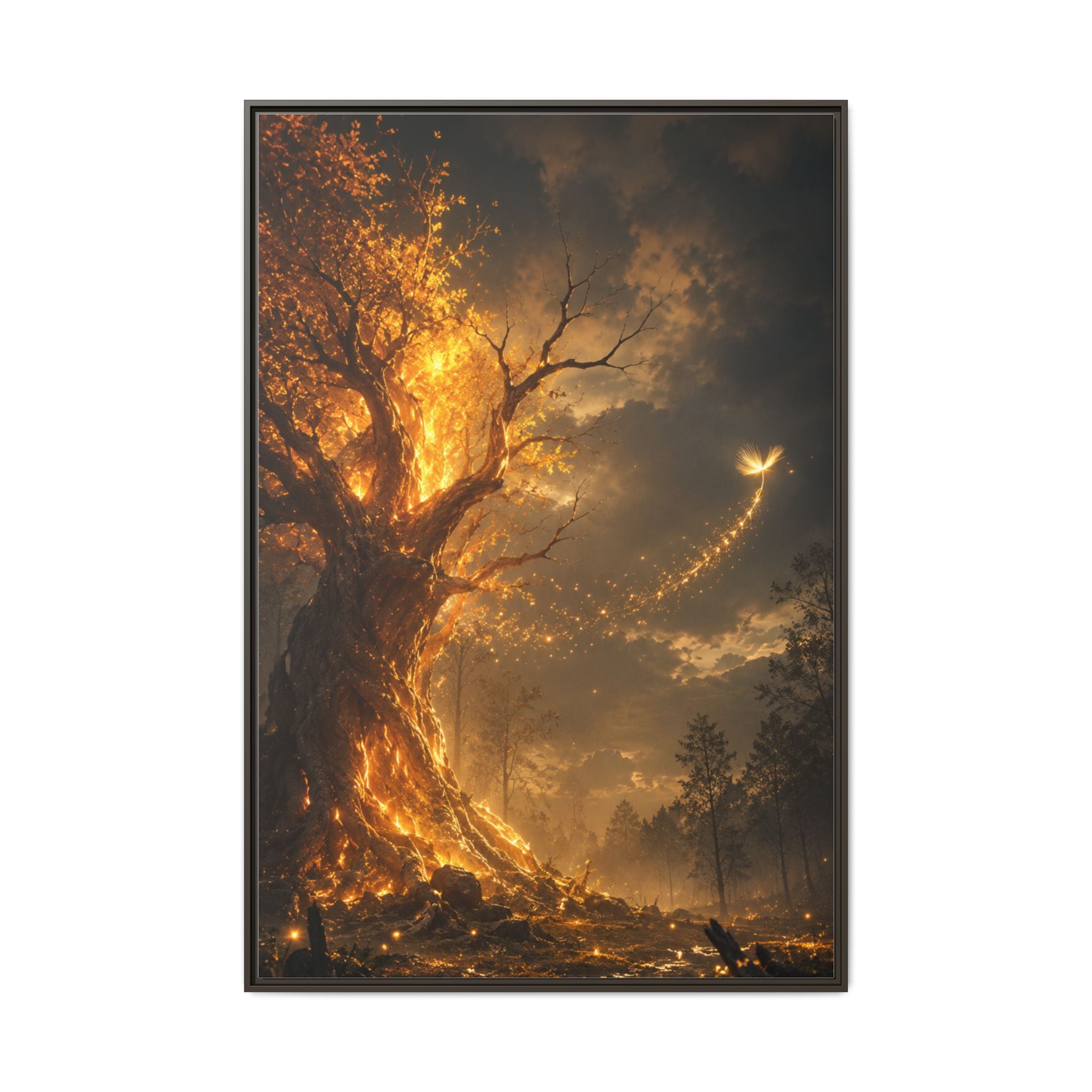 Framed Matte Canvas — Glowing Enchanted Tree Wall Art