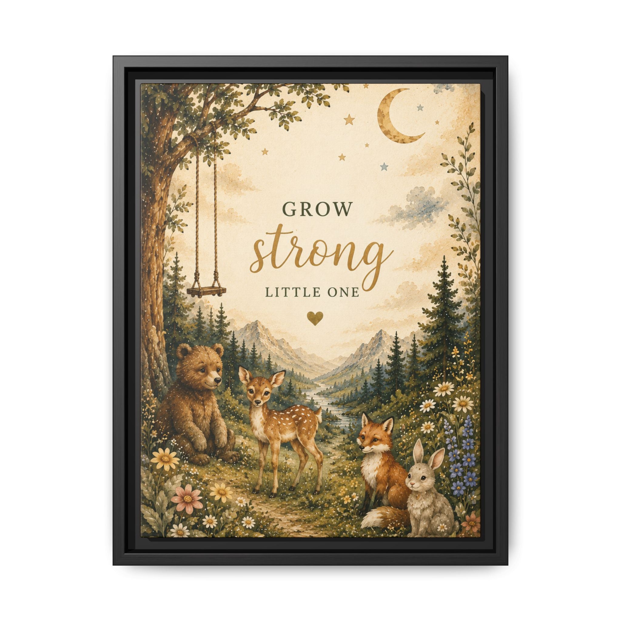 Grow Strong Little One nursery wall art Canvas