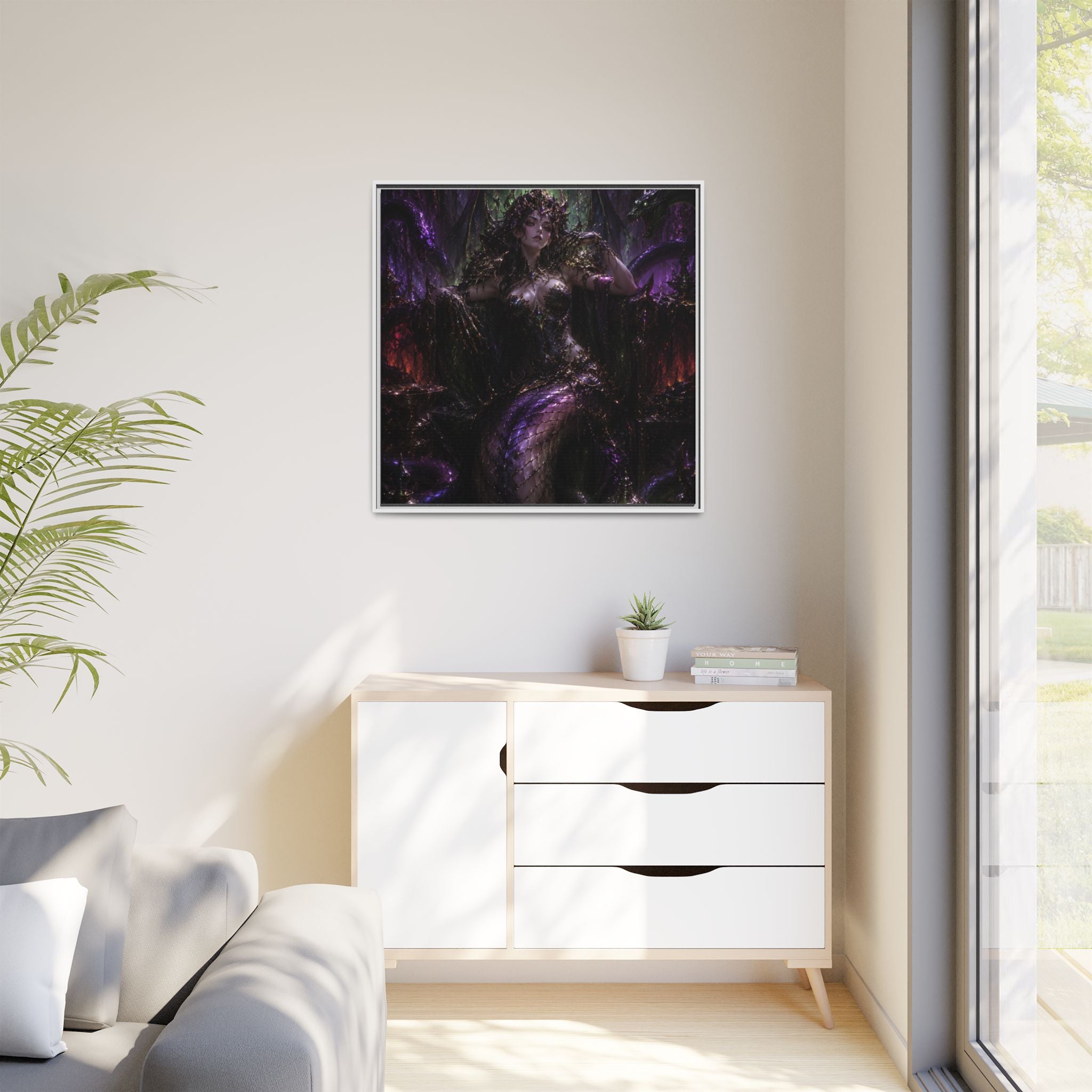 Dark Fantasy Goddess Matte Canvas Print — Framed Multi‑Color Wall Art