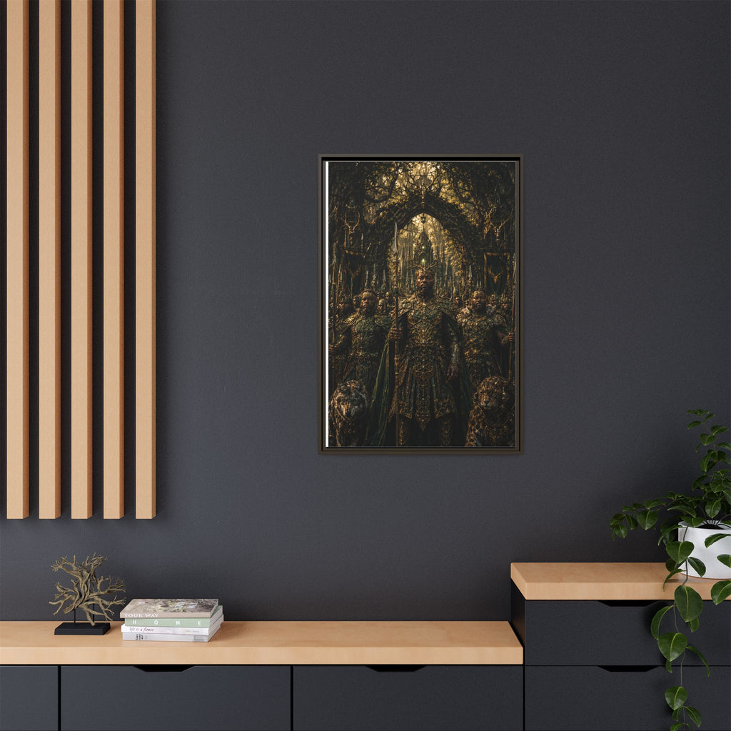 Framed Matte Canvas — Regal Fantasy King in Ornate Armor