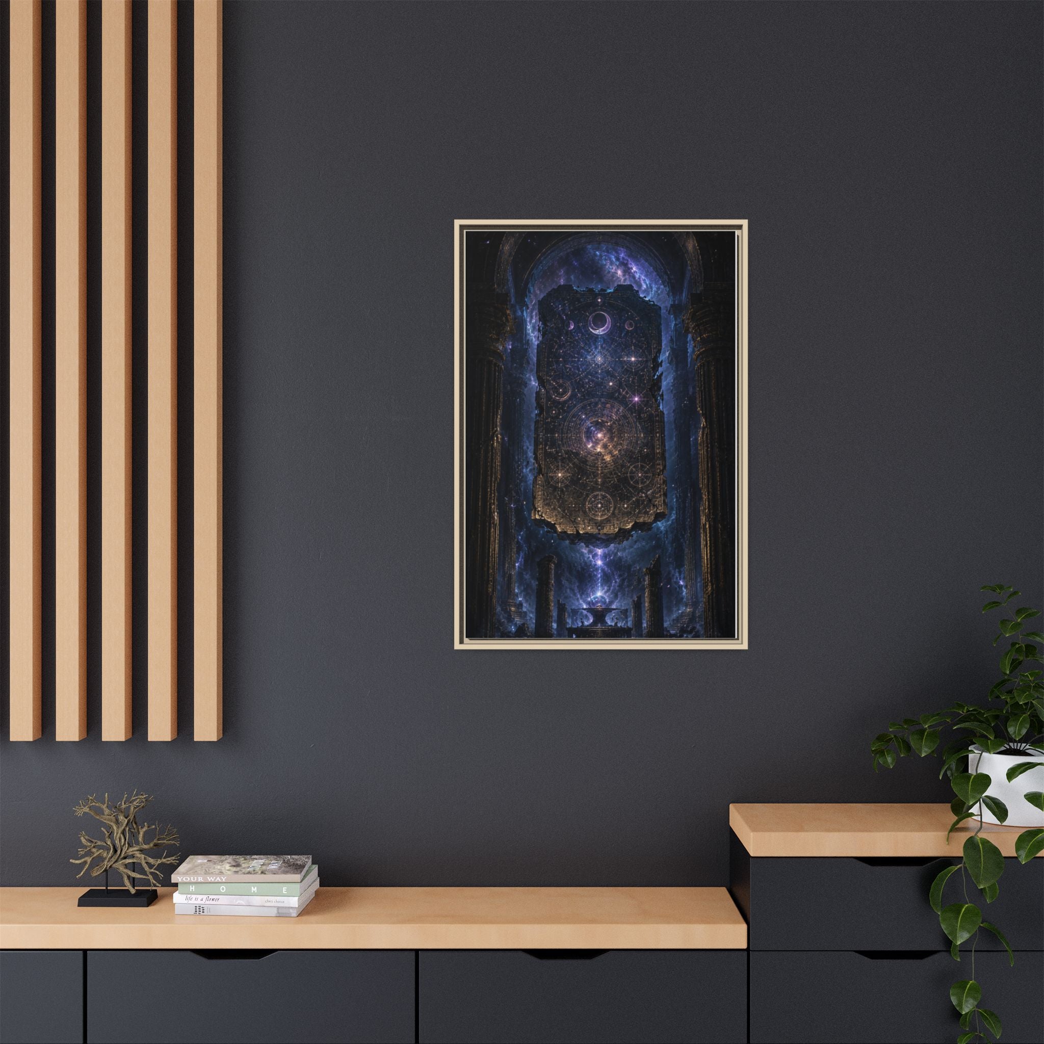 Framed Matte Canvas Wall Art — Cosmic Cathedral Galaxy Print