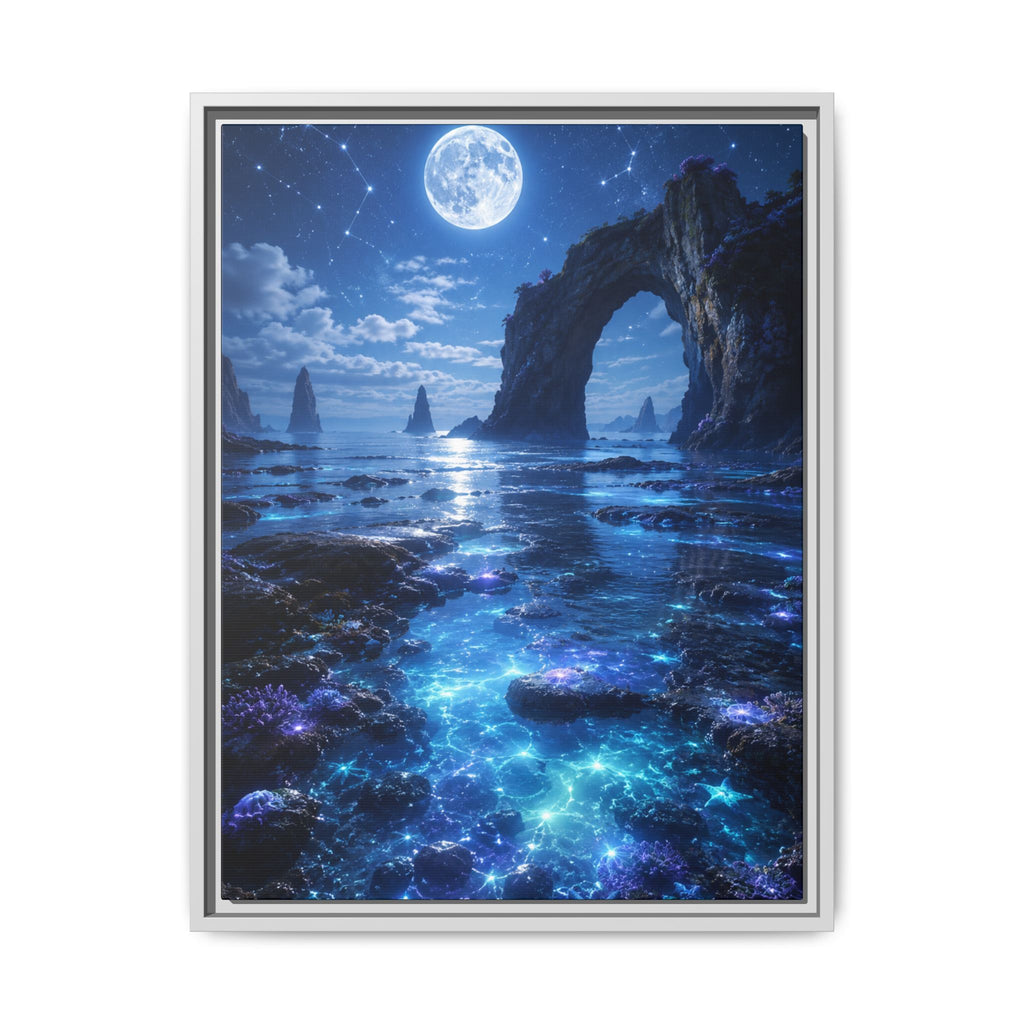 Fine Art Paper Print - Moonlit Bioluminescent Shoreline Art