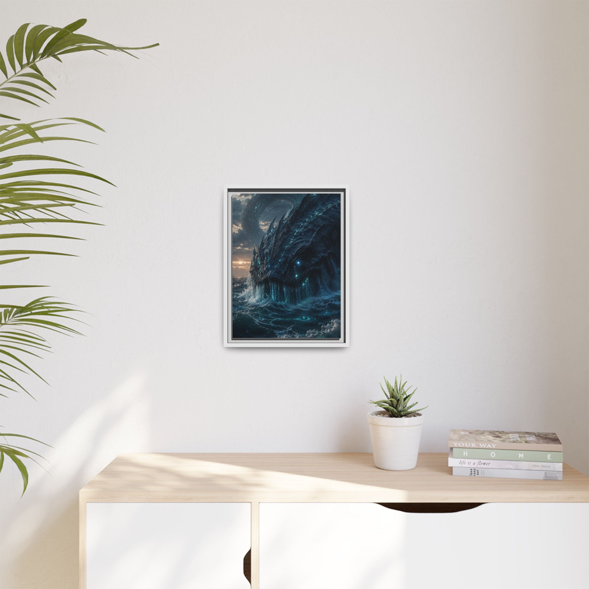 Framed Matte Canvas - Mythic Sea Leviathan Wall Art