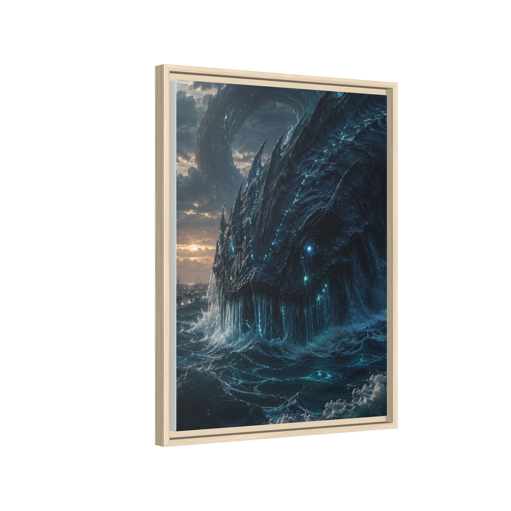 Framed Matte Canvas - Mythic Sea Leviathan Wall Art