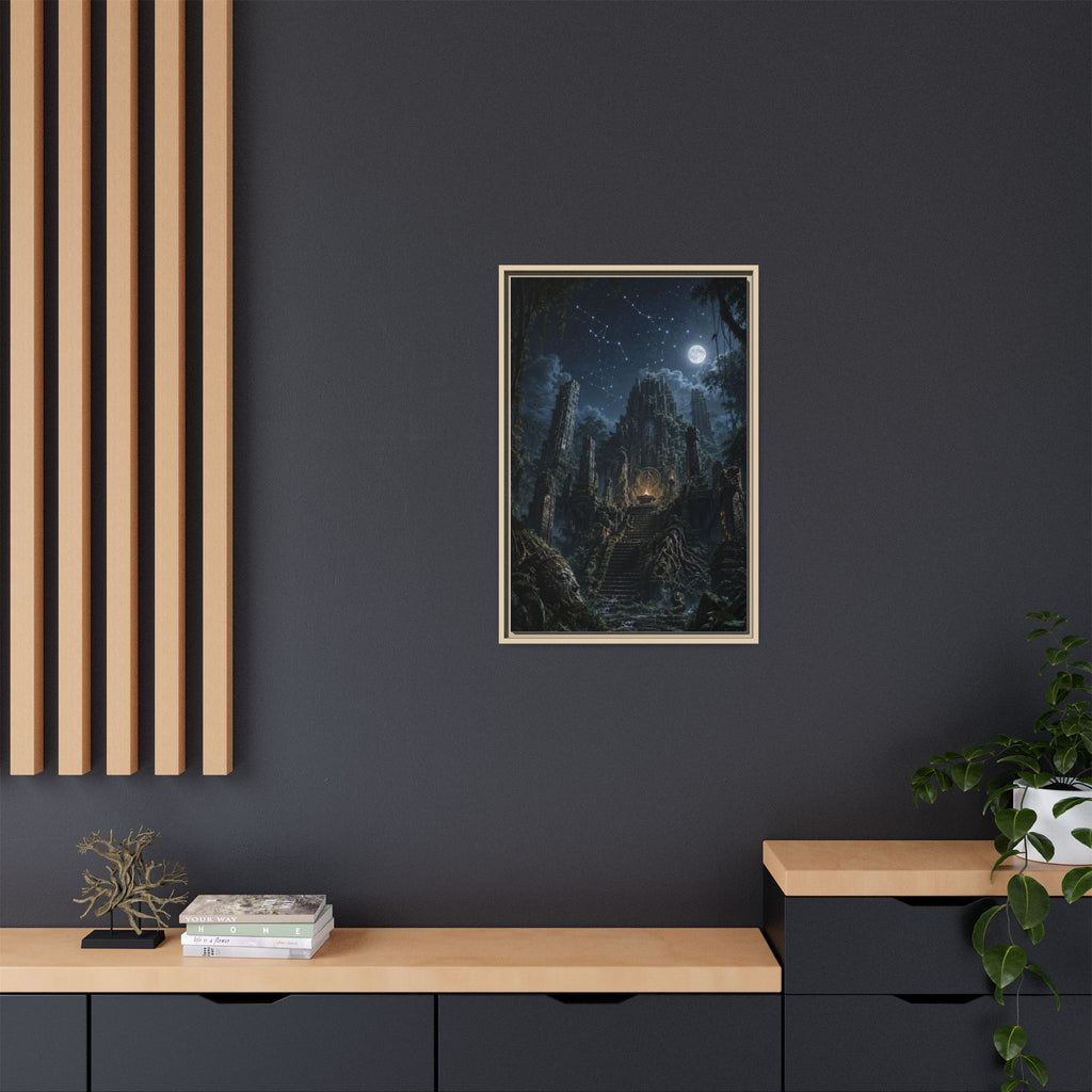 Framed Matte Canvas - Moonlit Ruins Fantasy Wall Art