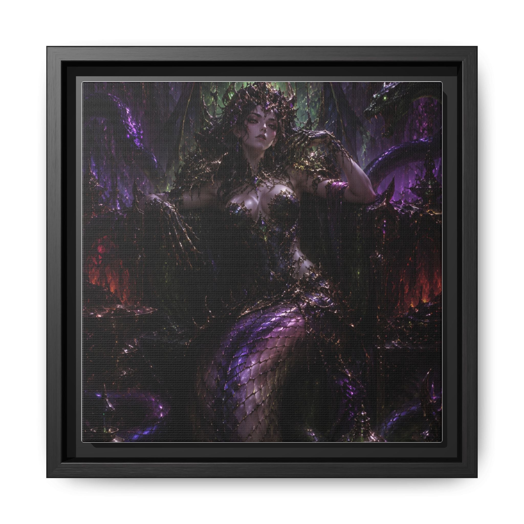 Dark Fantasy Goddess Matte Canvas Print — Framed Multi‑Color Wall Art