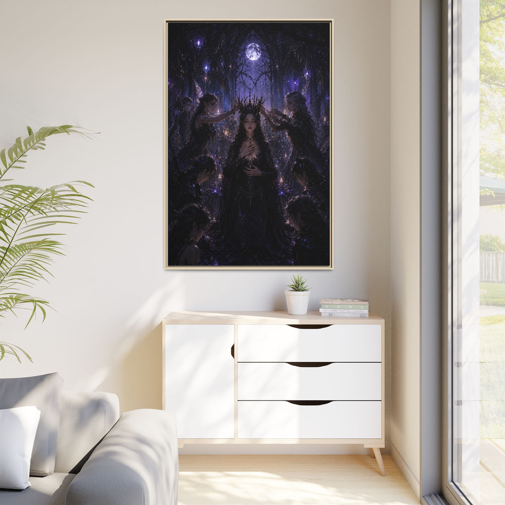 Gothic Moon Queen Framed Canvas Print