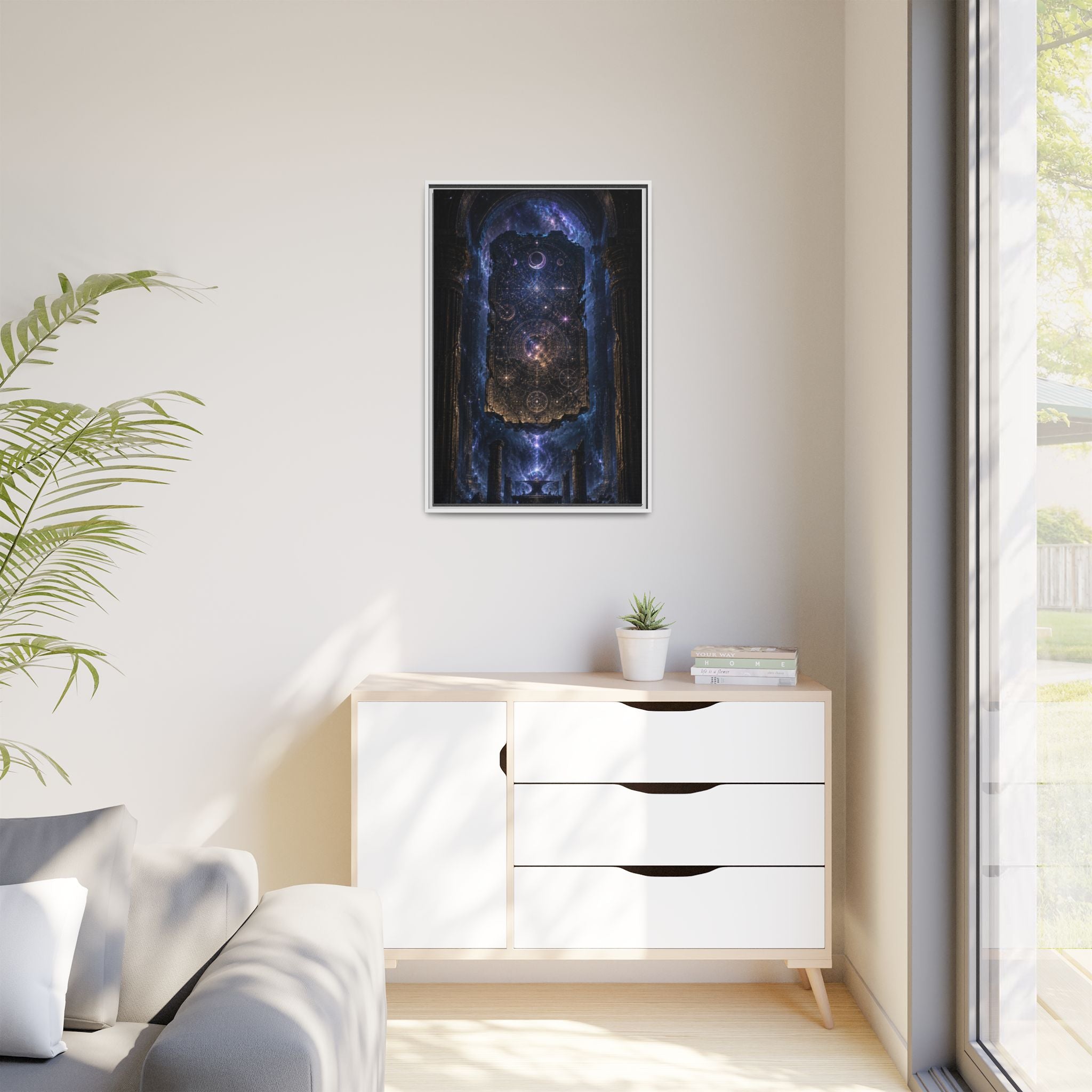 Framed Matte Canvas Wall Art — Cosmic Cathedral Galaxy Print