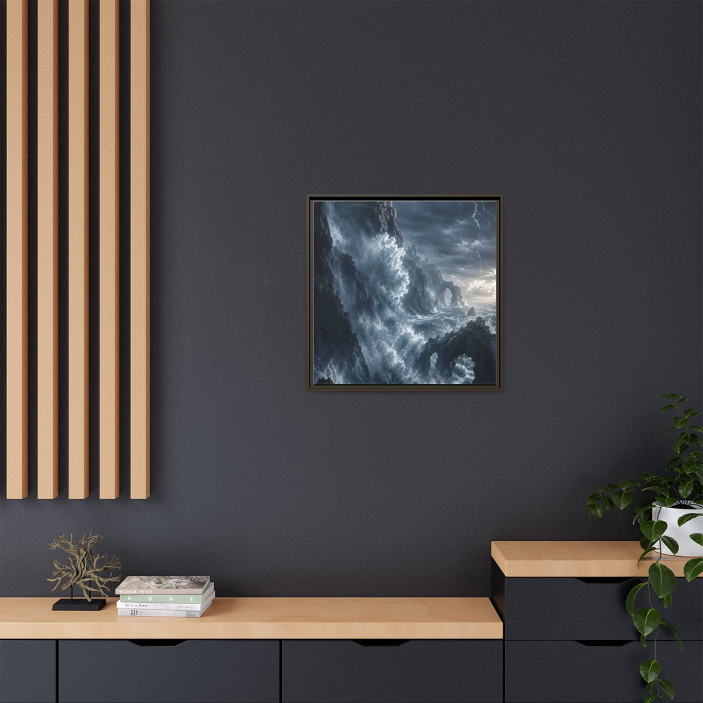 Framed Matte Canvas - Stormy Ocean Fantasy Wall Art