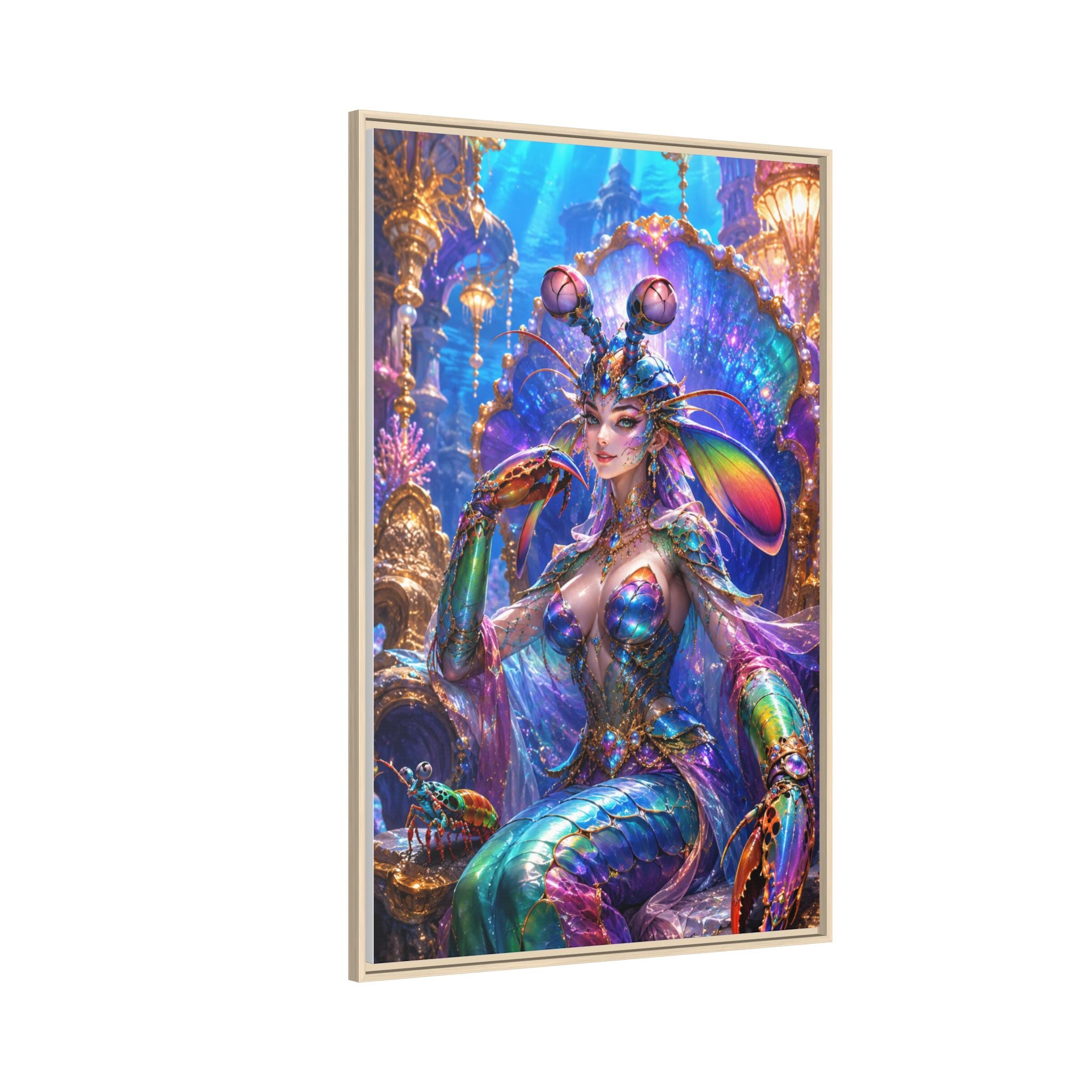 Mermaid Queen Framed Matte Canvas Art — Vibrant Fantasy Underwater Wall Decor