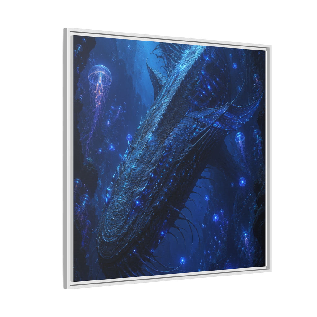 Framed Matte Canvas Art - Deep Sea Leviathan Fantasy Print