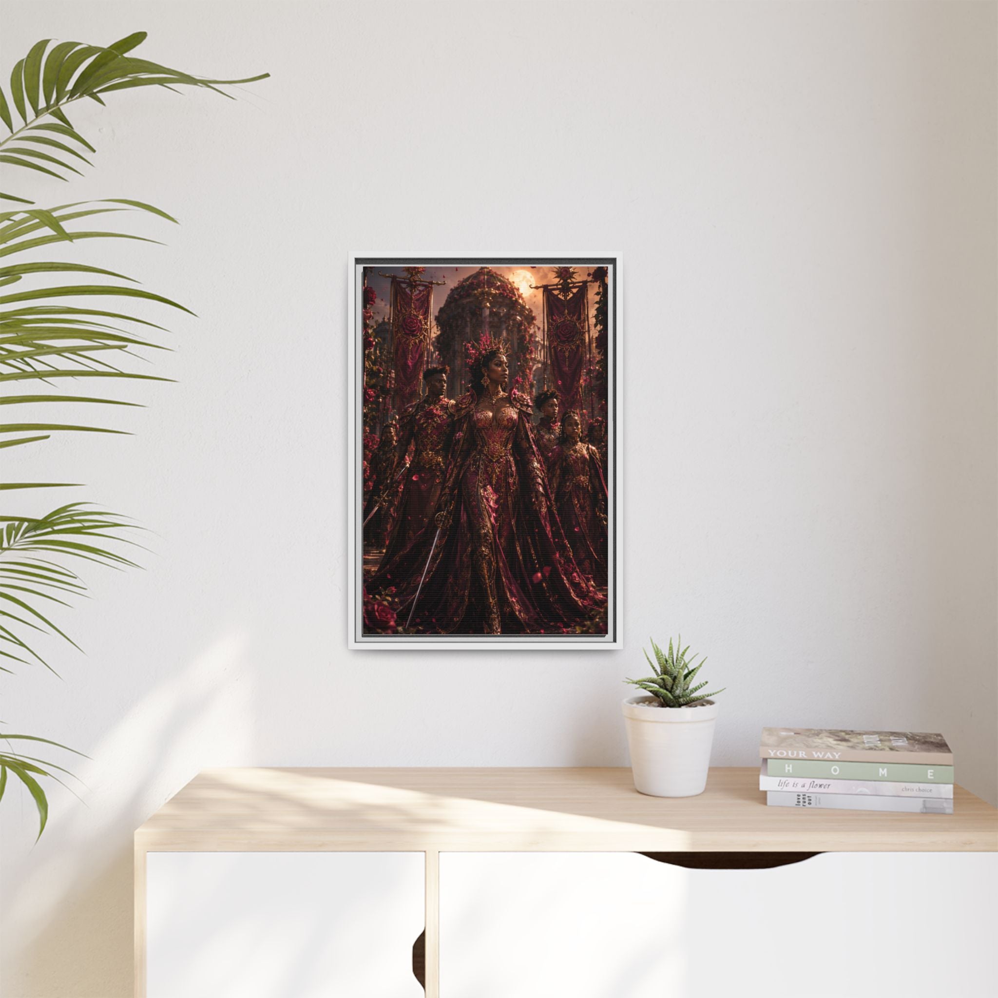 Framed Matte Canvas Art — Regal Fantasy Queen Portrait
