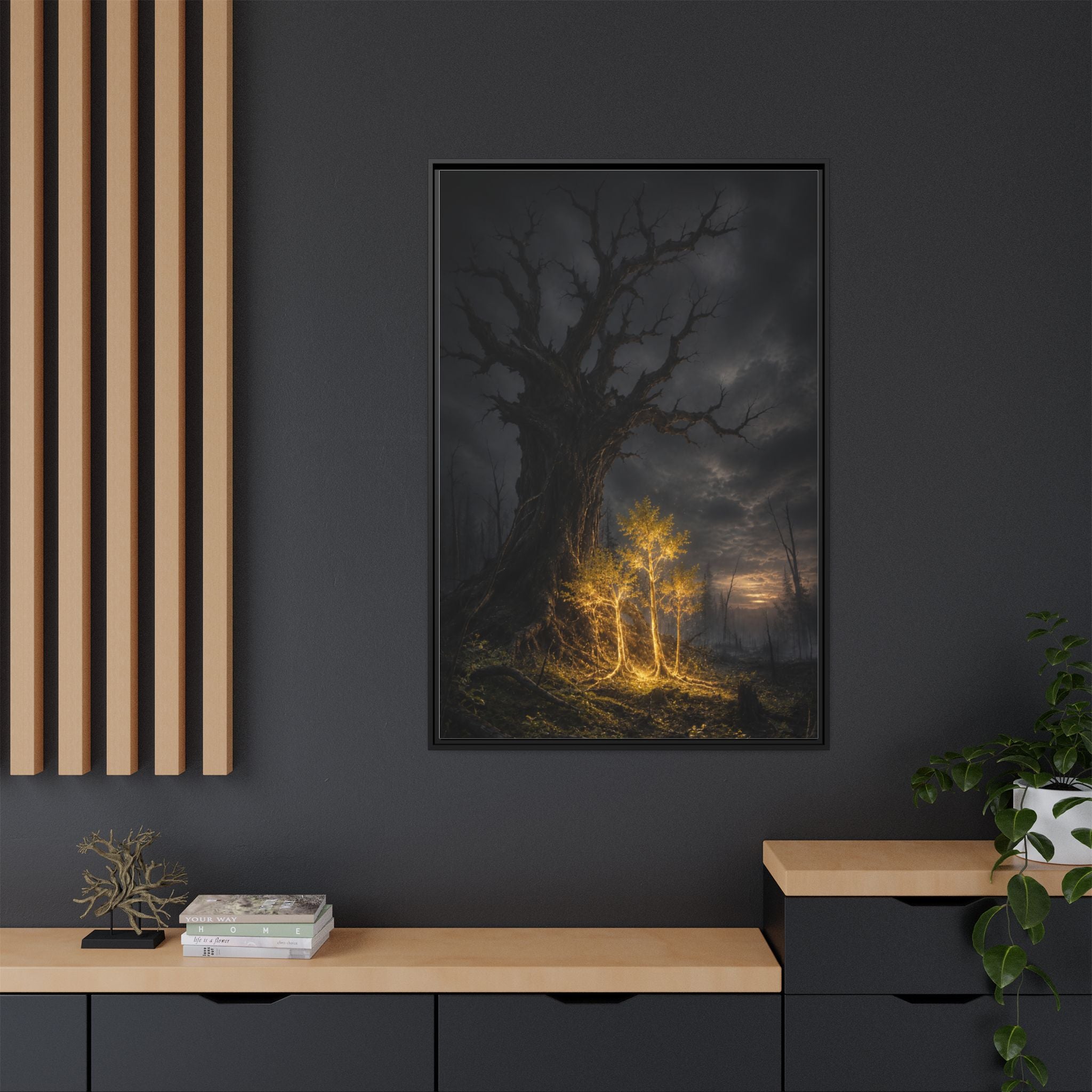 Framed Matte Canvas — Glowing Enchanted Tree Wall Art