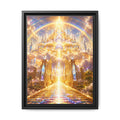 Heavenly Gateway Matte Framed Canvas — Golden Rainbow Spiritual Wall Art