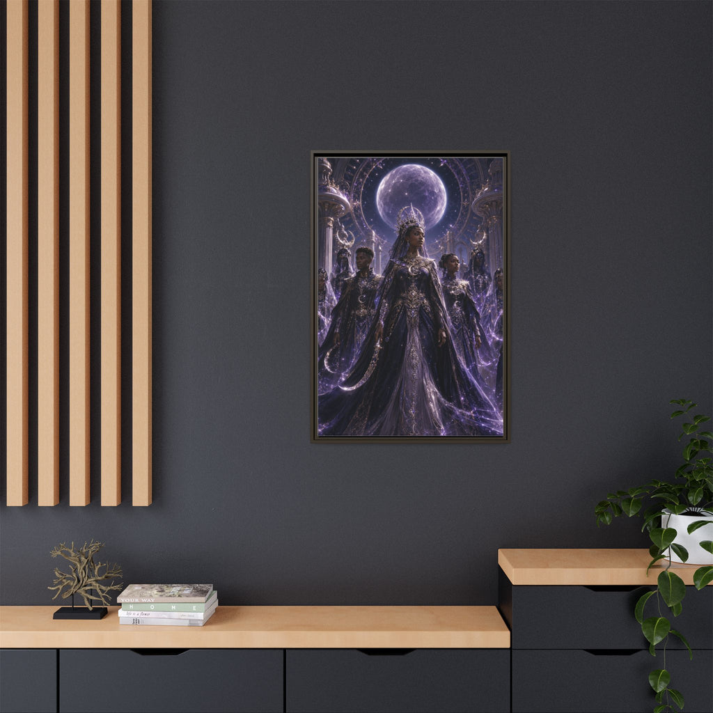 Mystic Moon Queen Framed Matte Canvas Print — Fantasy Royalty Wall Art