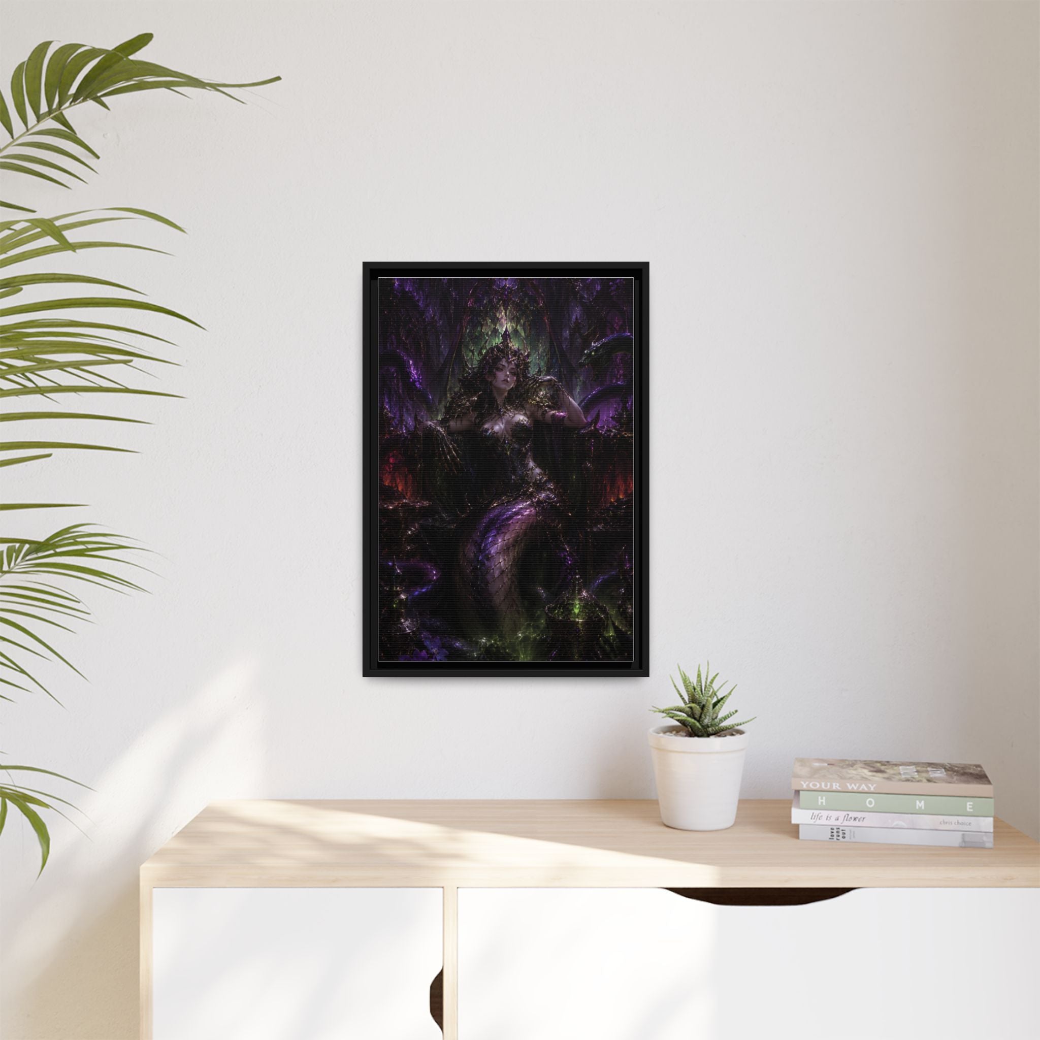 Dark Fantasy Goddess Matte Canvas Print — Framed Multi‑Color Wall Art