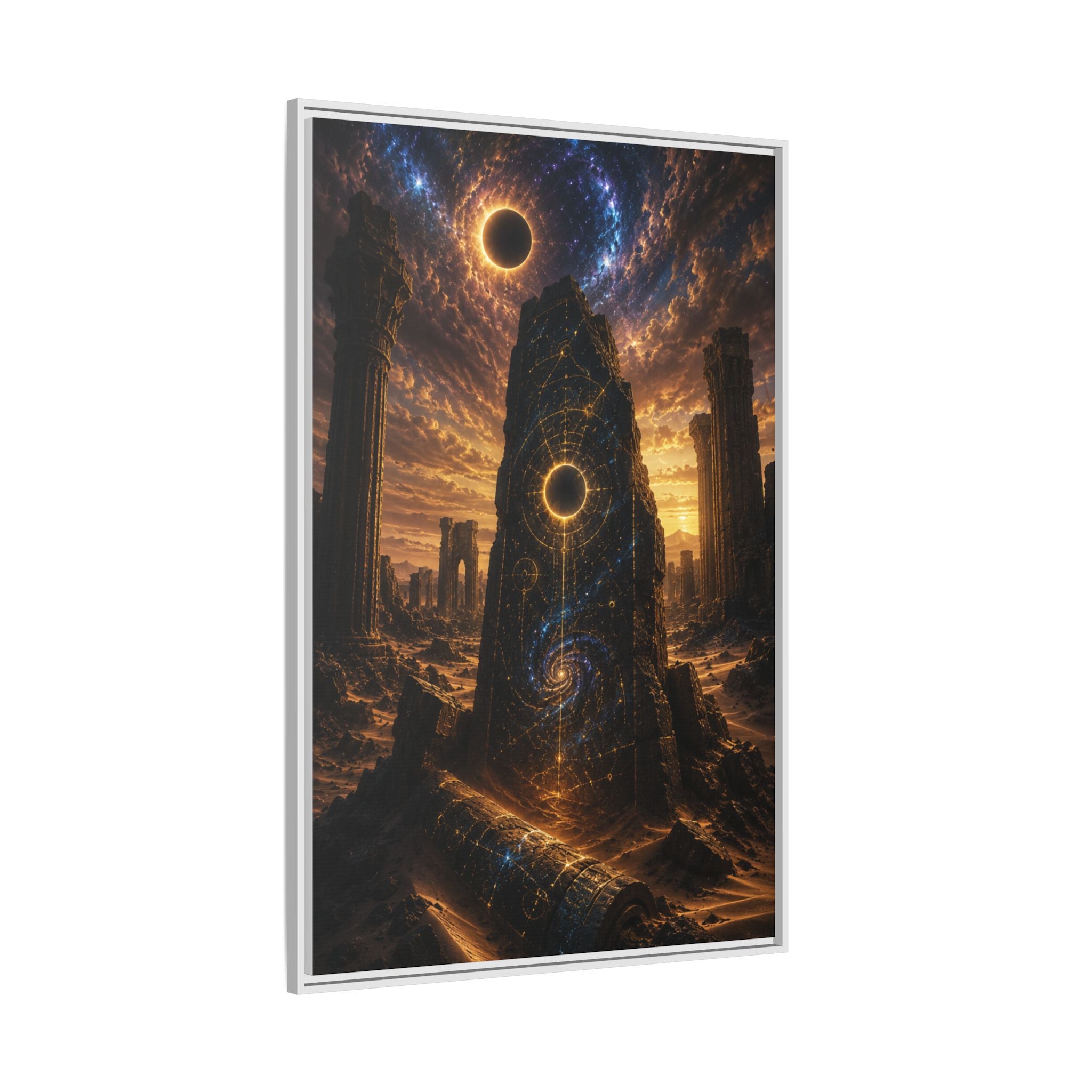 Framed Matte Canvas - Cosmic Obelisk Fantasy Wall Art
