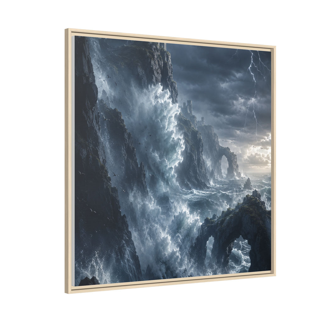 Framed Matte Canvas - Stormy Ocean Fantasy Wall Art