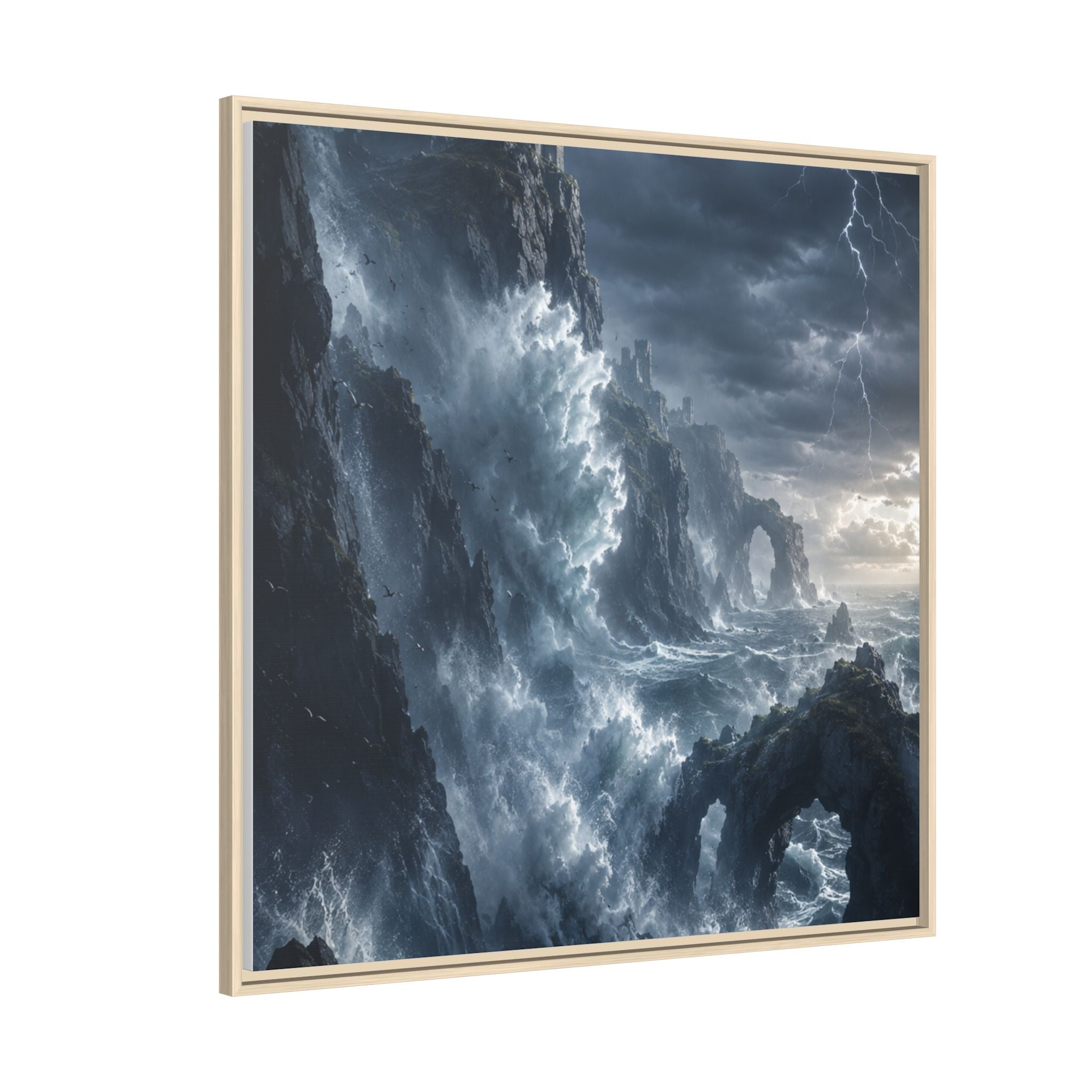 Framed Matte Canvas - Stormy Ocean Fantasy Wall Art