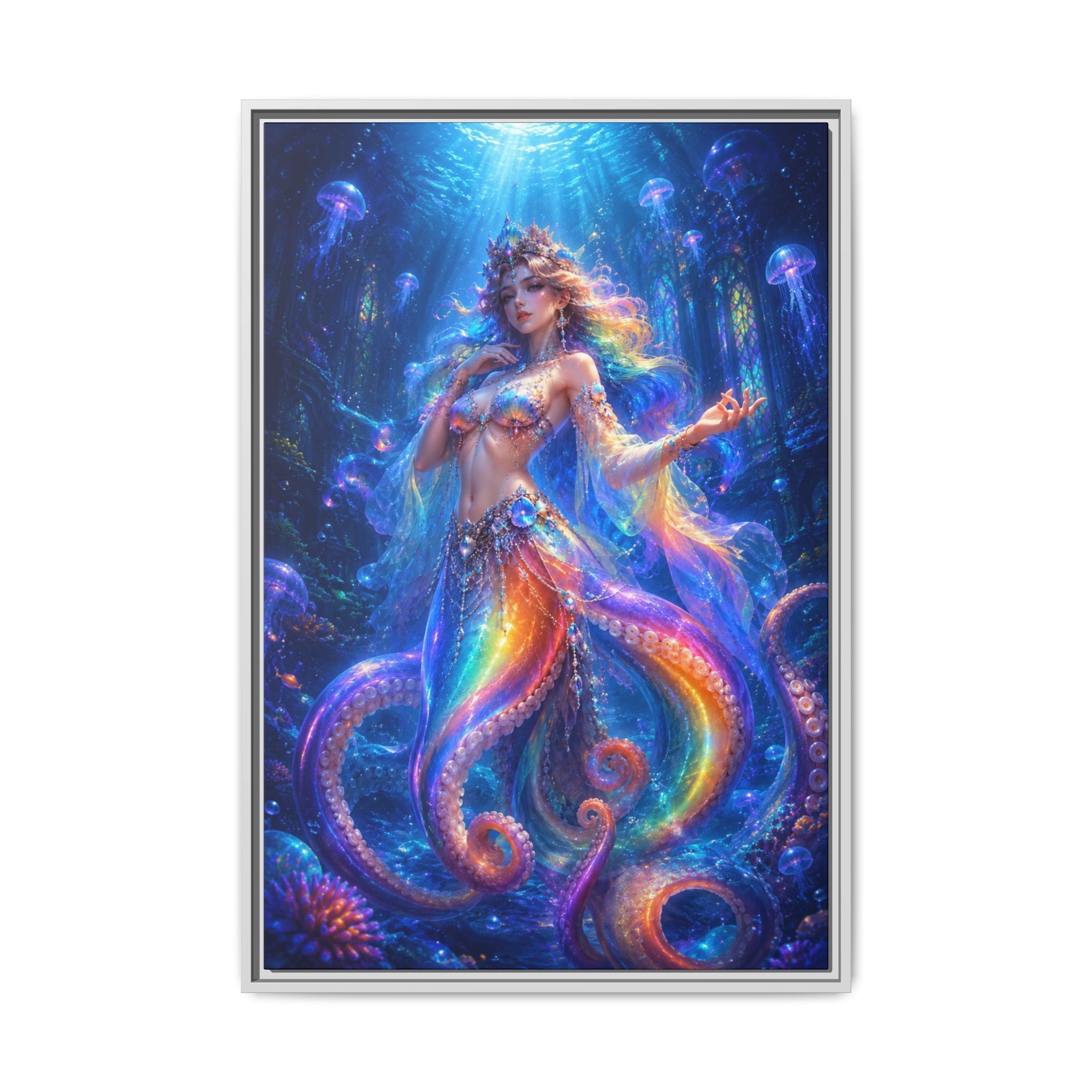 Fine Art Paper Print - Rainbow Octopus Goddess Wall Art