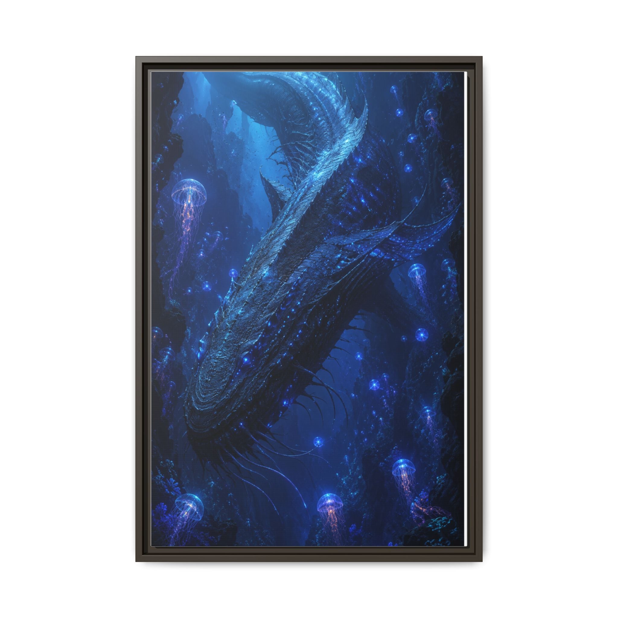 Framed Matte Canvas Art - Deep Sea Leviathan Fantasy Print