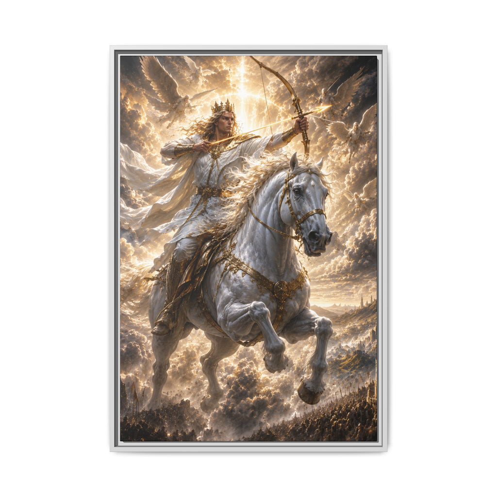 Mythic Warrior on White Steed — Fine Art Paper Print Wall Art