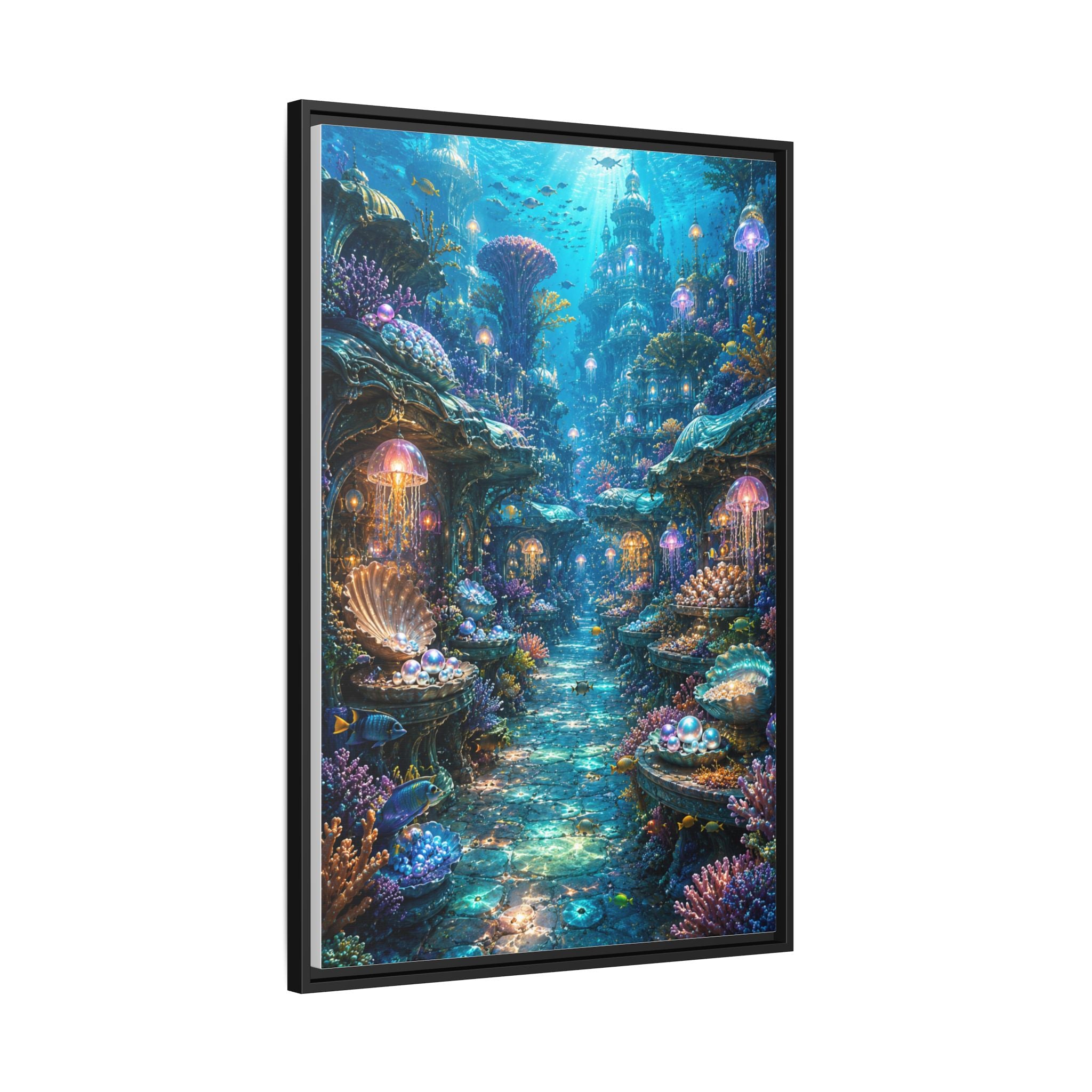 Framed Matte Canvas - Enchanted Underwater Coral Reef Print