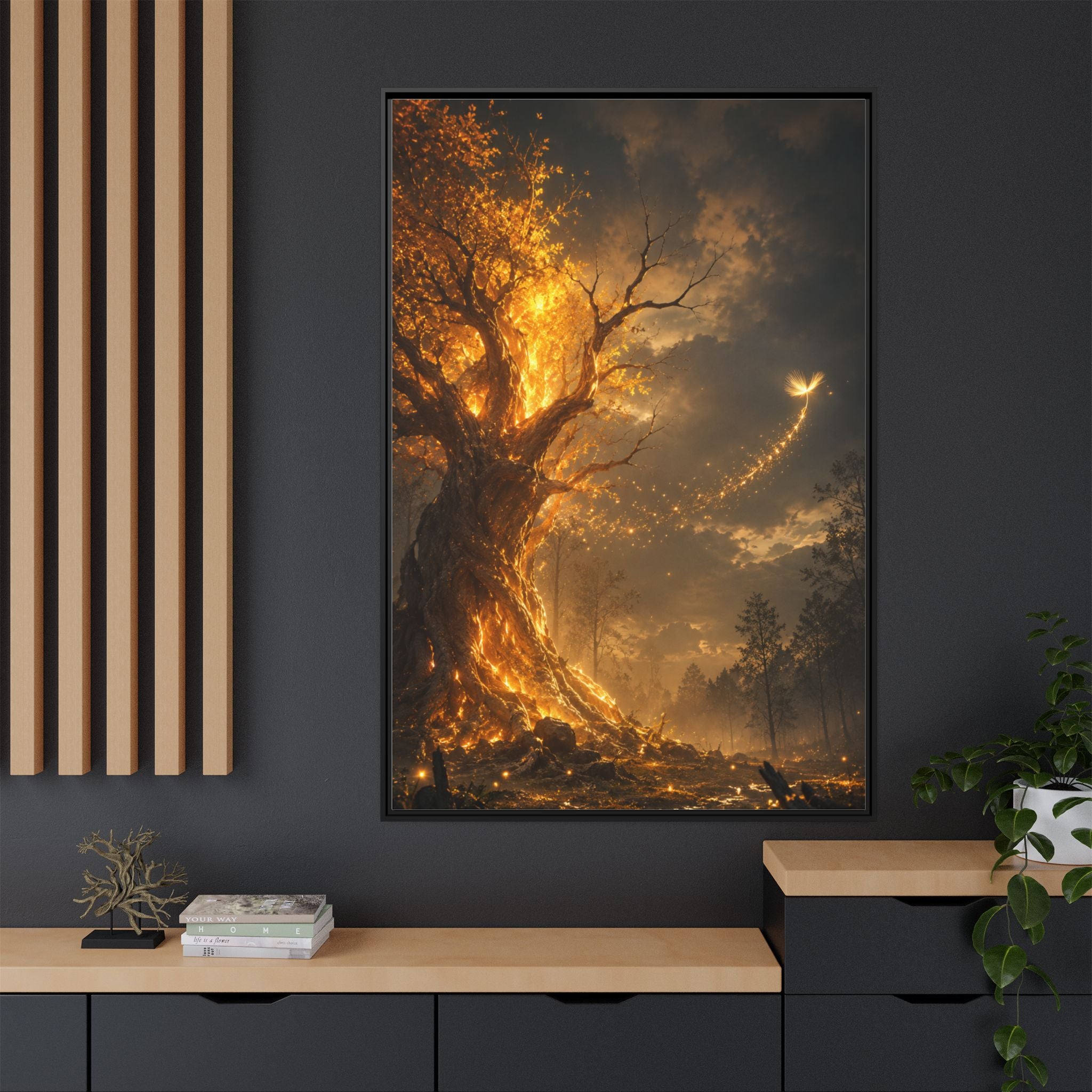 Framed Matte Canvas — Glowing Enchanted Tree Wall Art