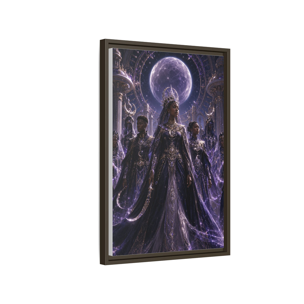 Mystic Moon Queen Framed Matte Canvas Print — Fantasy Royalty Wall Art