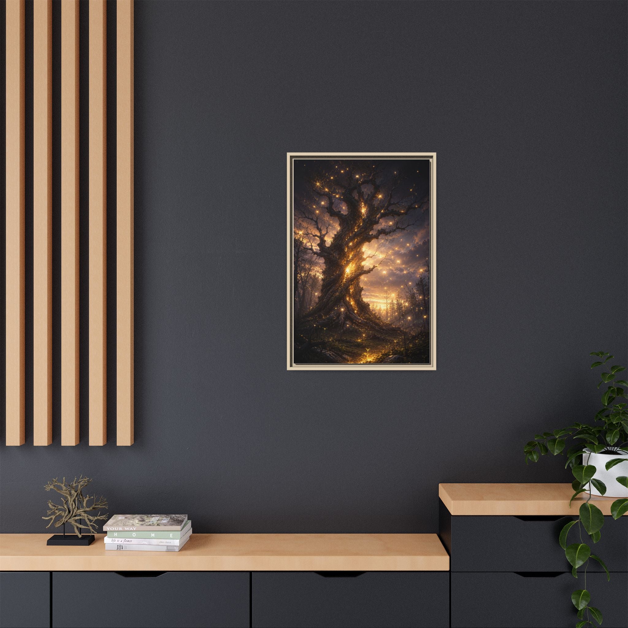 Enchanted Tree Matte Canvas Print — Framed Fantasy Wall Art