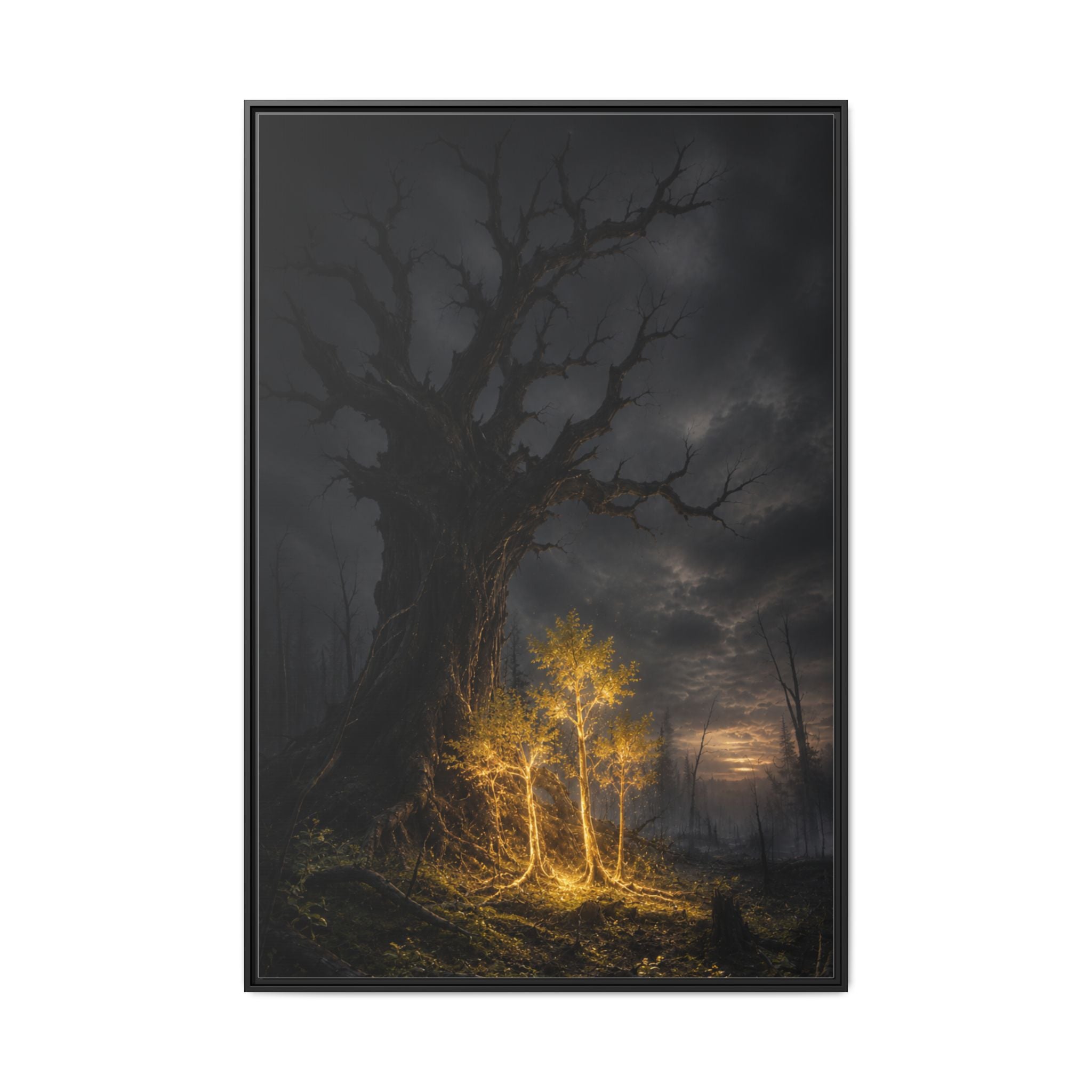 Framed Matte Canvas — Glowing Enchanted Tree Wall Art