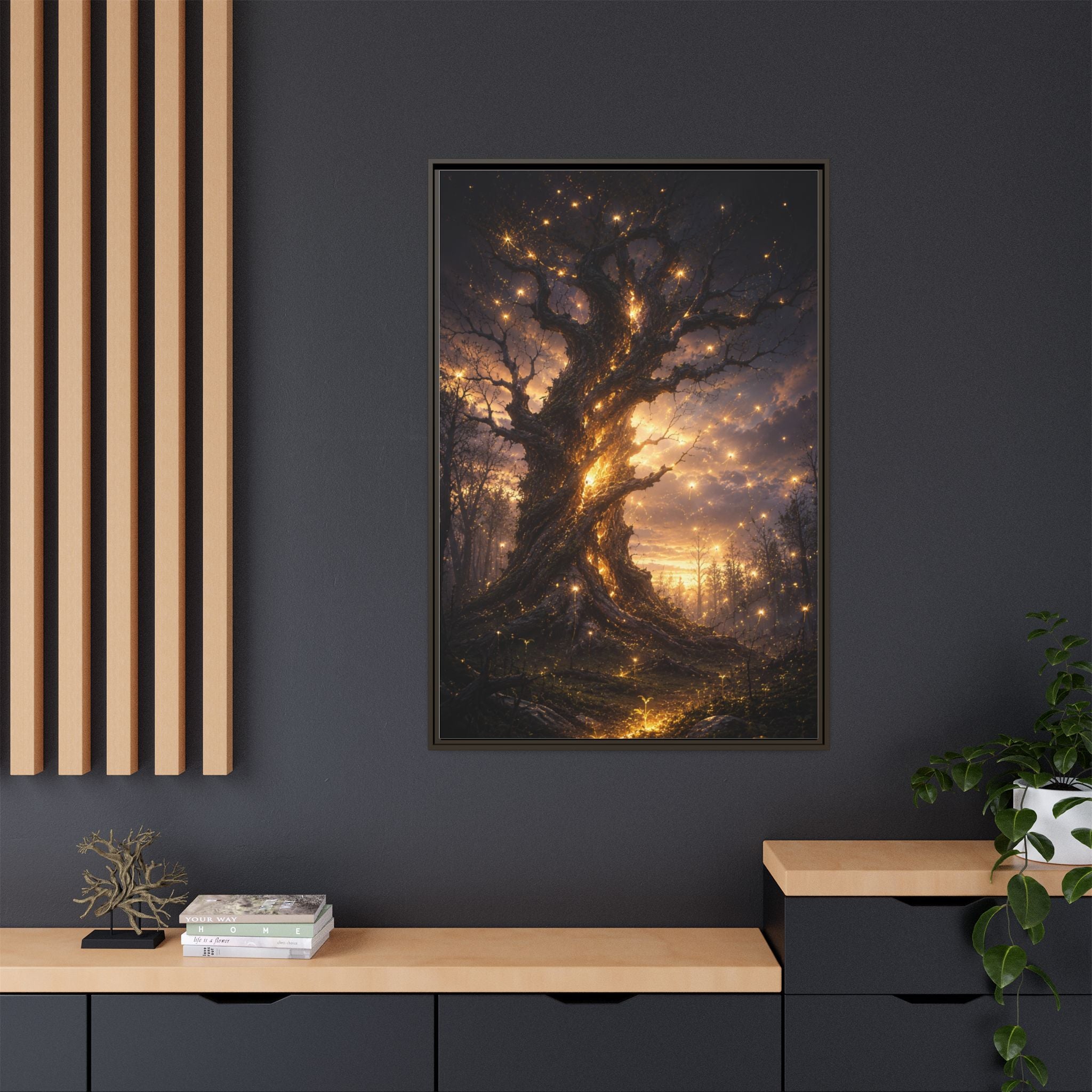 Enchanted Tree Matte Canvas Print — Framed Fantasy Wall Art