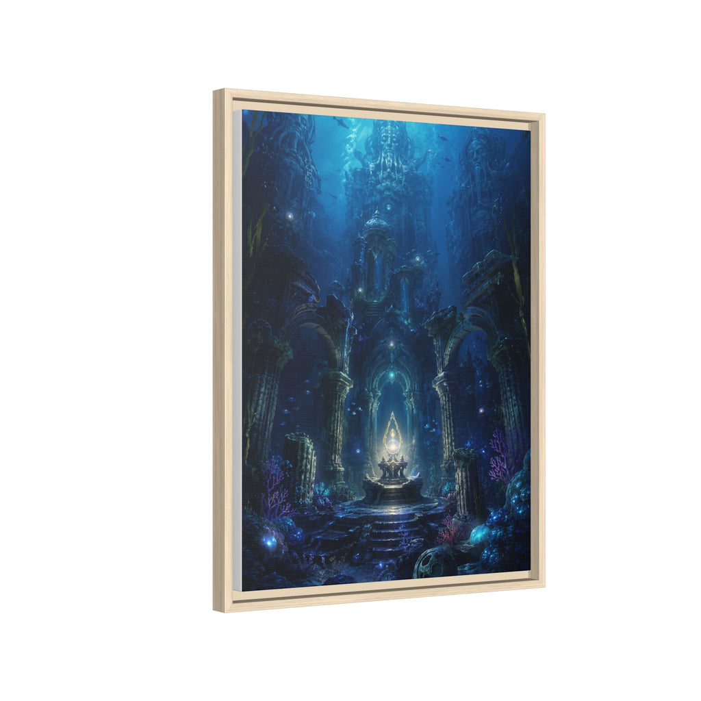 Framed Matte Canvas - Enchanted Underwater Temple Fantasy Art