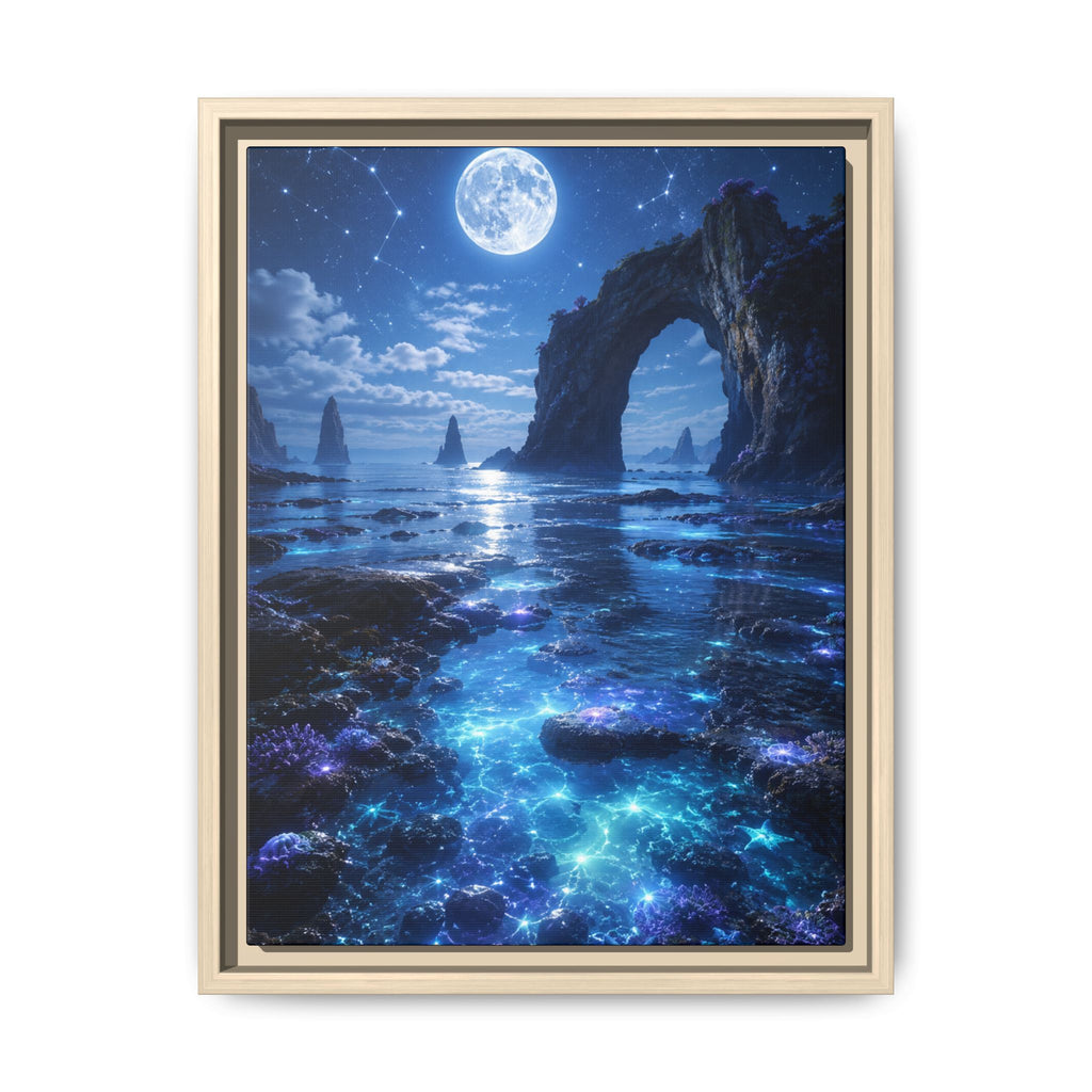 Fine Art Paper Print - Moonlit Bioluminescent Shoreline Art