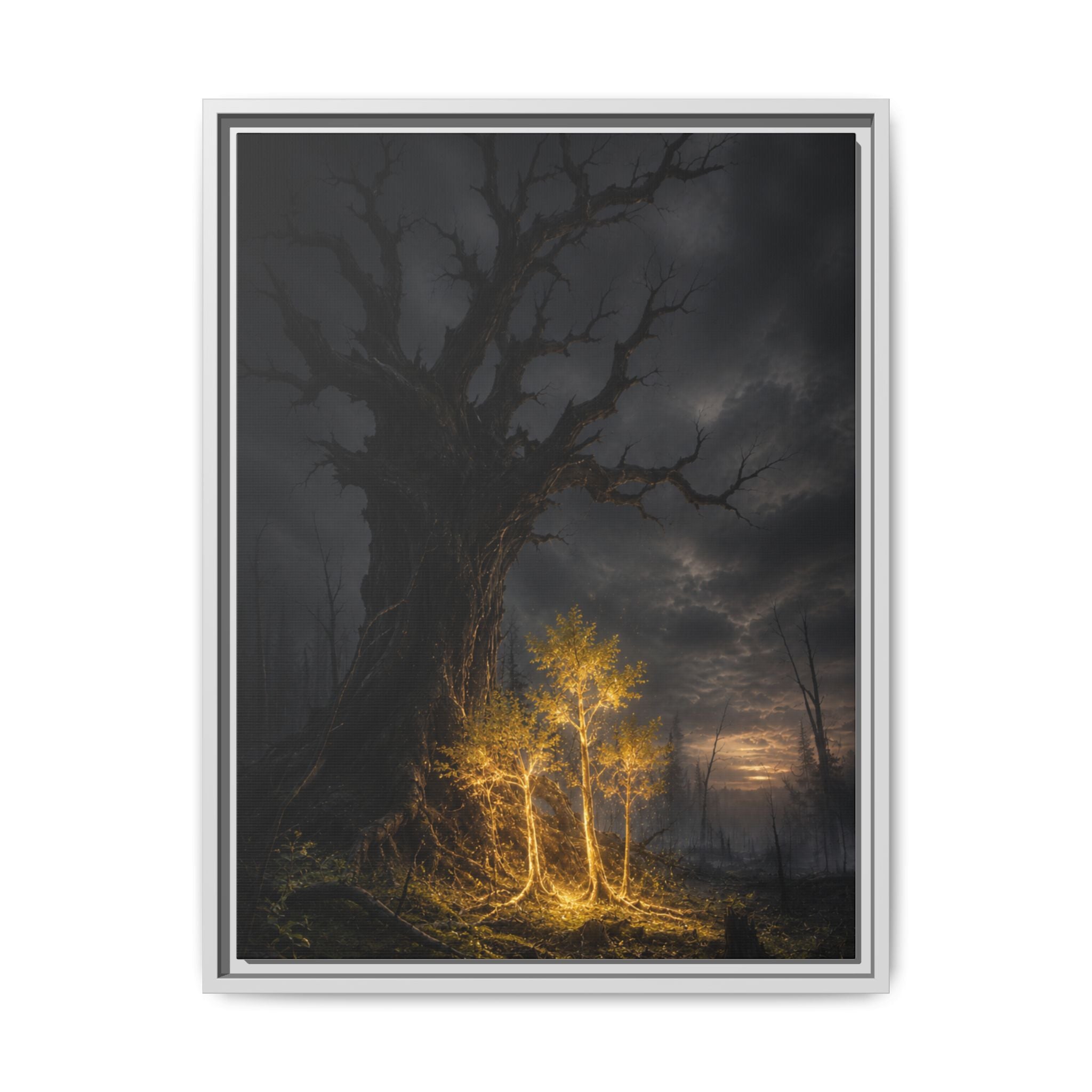 Framed Matte Canvas — Glowing Enchanted Tree Wall Art