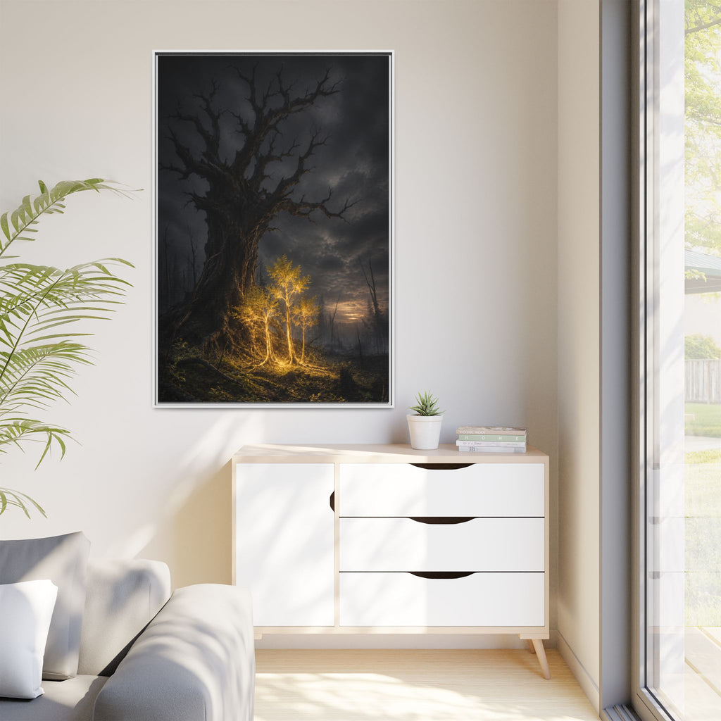 Framed Matte Canvas — Glowing Enchanted Tree Wall Art