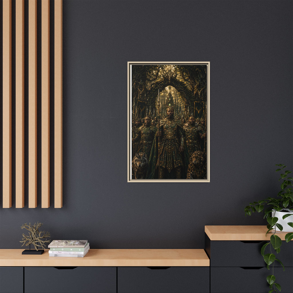 Framed Matte Canvas — Regal Fantasy King in Ornate Armor