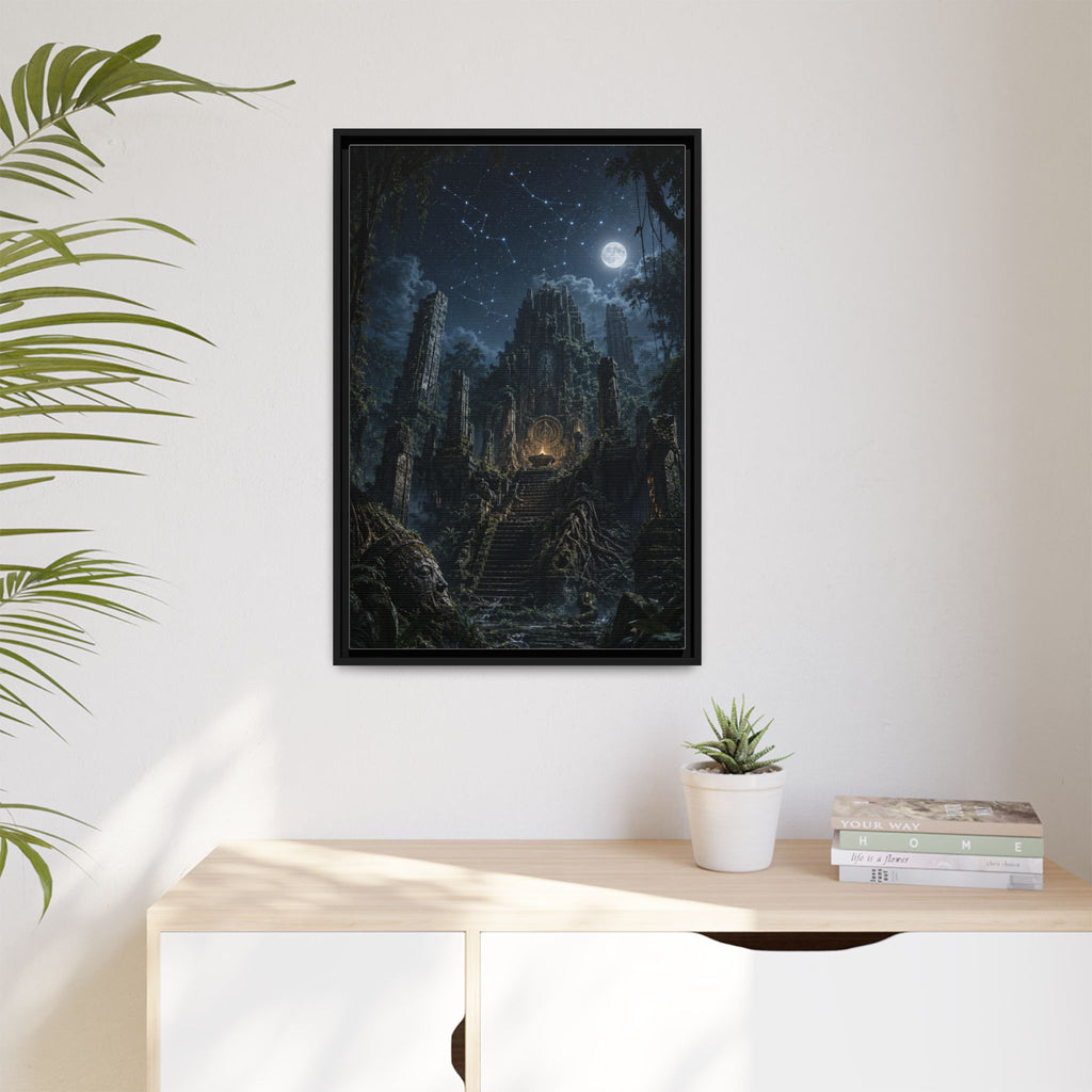 Framed Matte Canvas - Moonlit Ruins Fantasy Wall Art