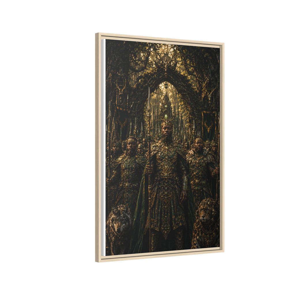 Framed Matte Canvas — Regal Fantasy King in Ornate Armor