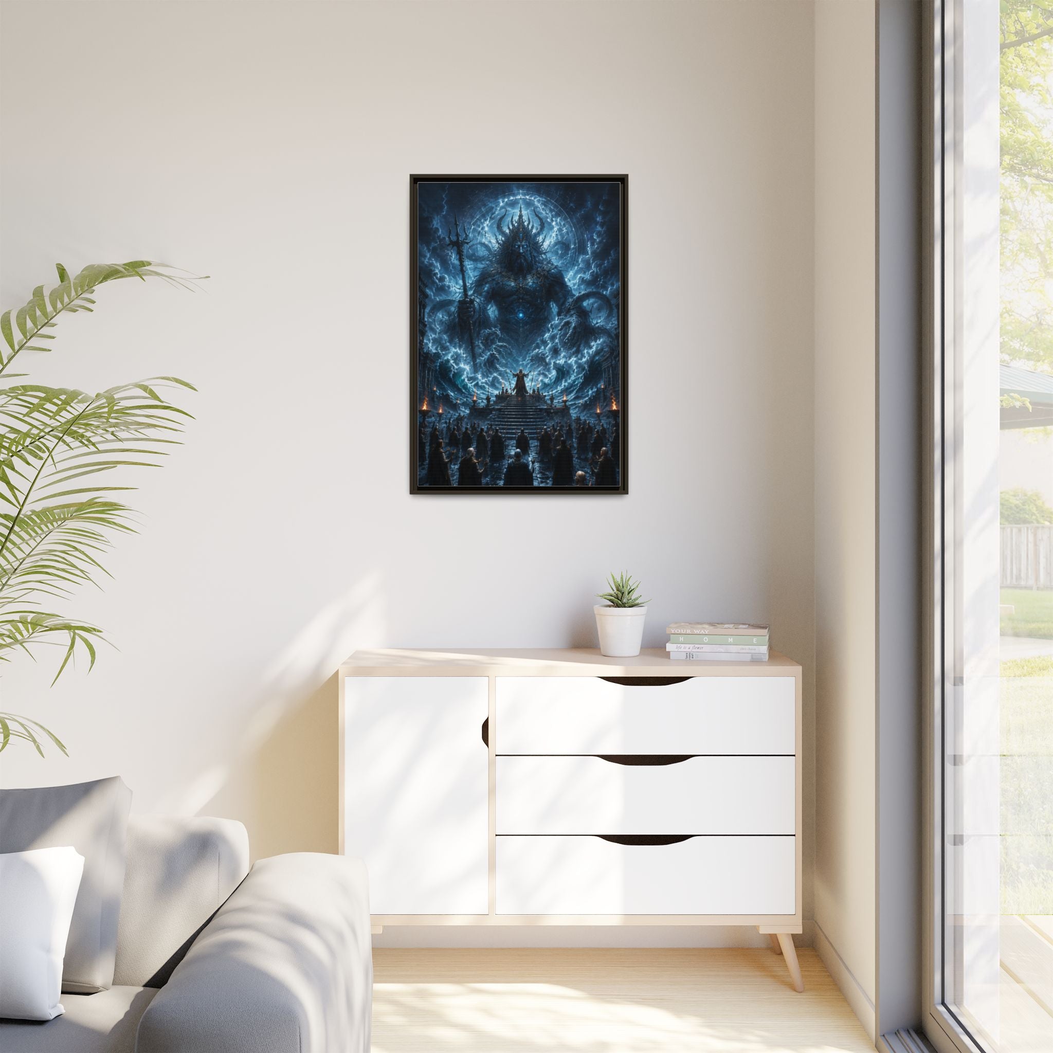 Framed Matte Canvas — Cosmic Dark Deity Art Print