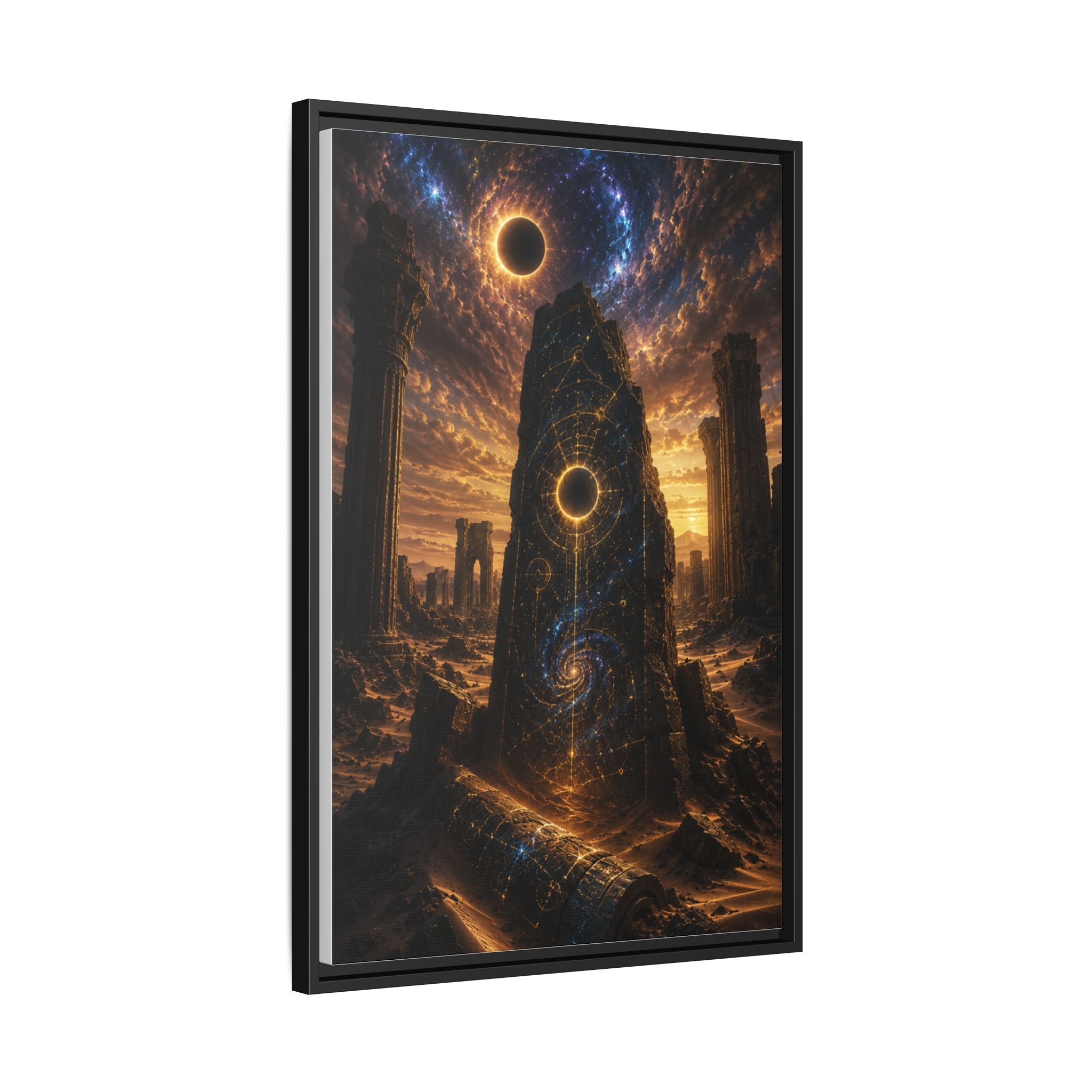 Framed Matte Canvas - Cosmic Obelisk Fantasy Wall Art