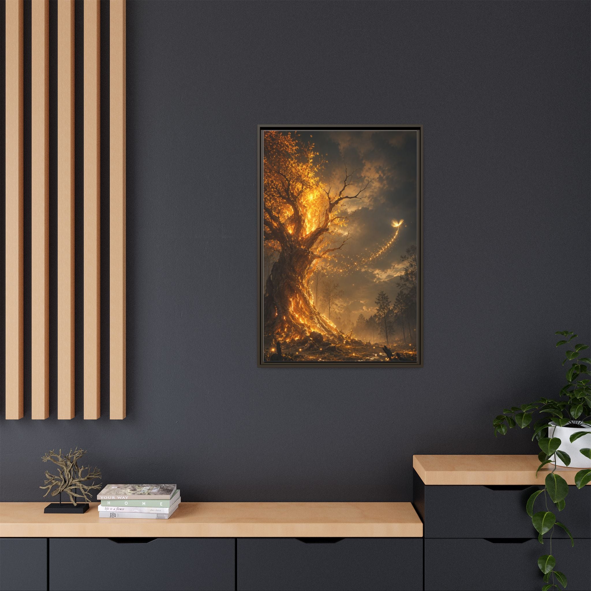 Framed Matte Canvas — Glowing Enchanted Tree Wall Art