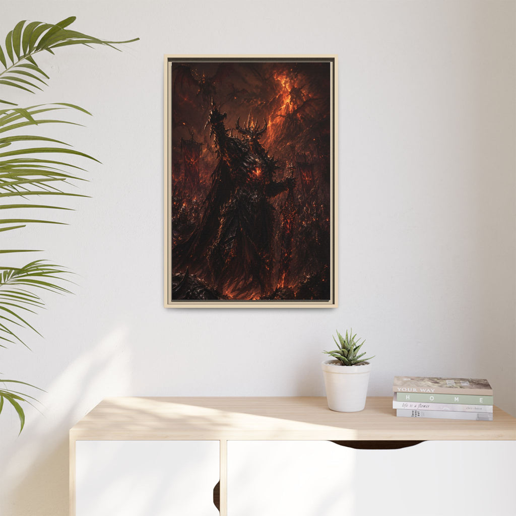 Framed Matte Canvas: Infernal Dark Lord Fantasy Wall Art