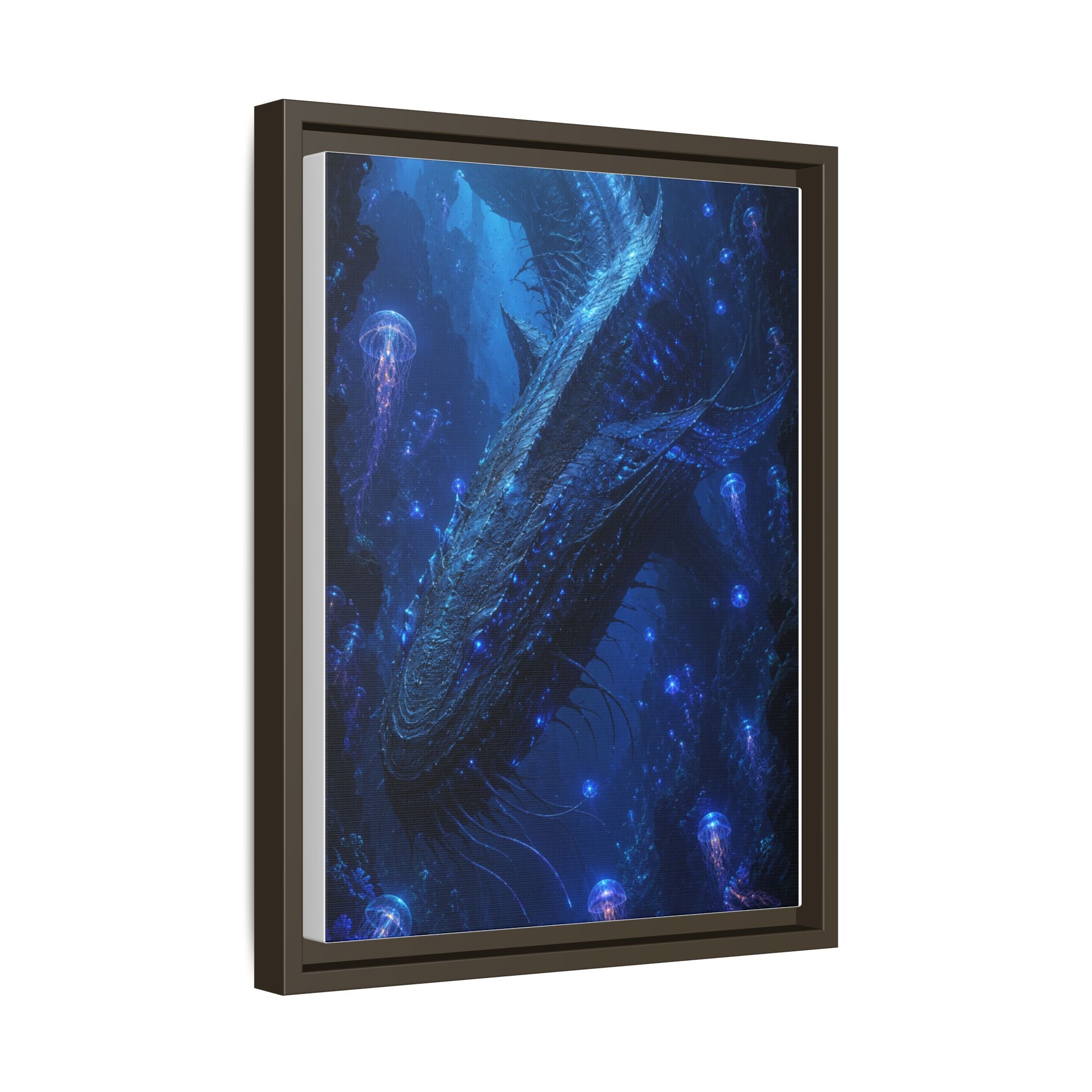 Framed Matte Canvas Art - Deep Sea Leviathan Fantasy Print