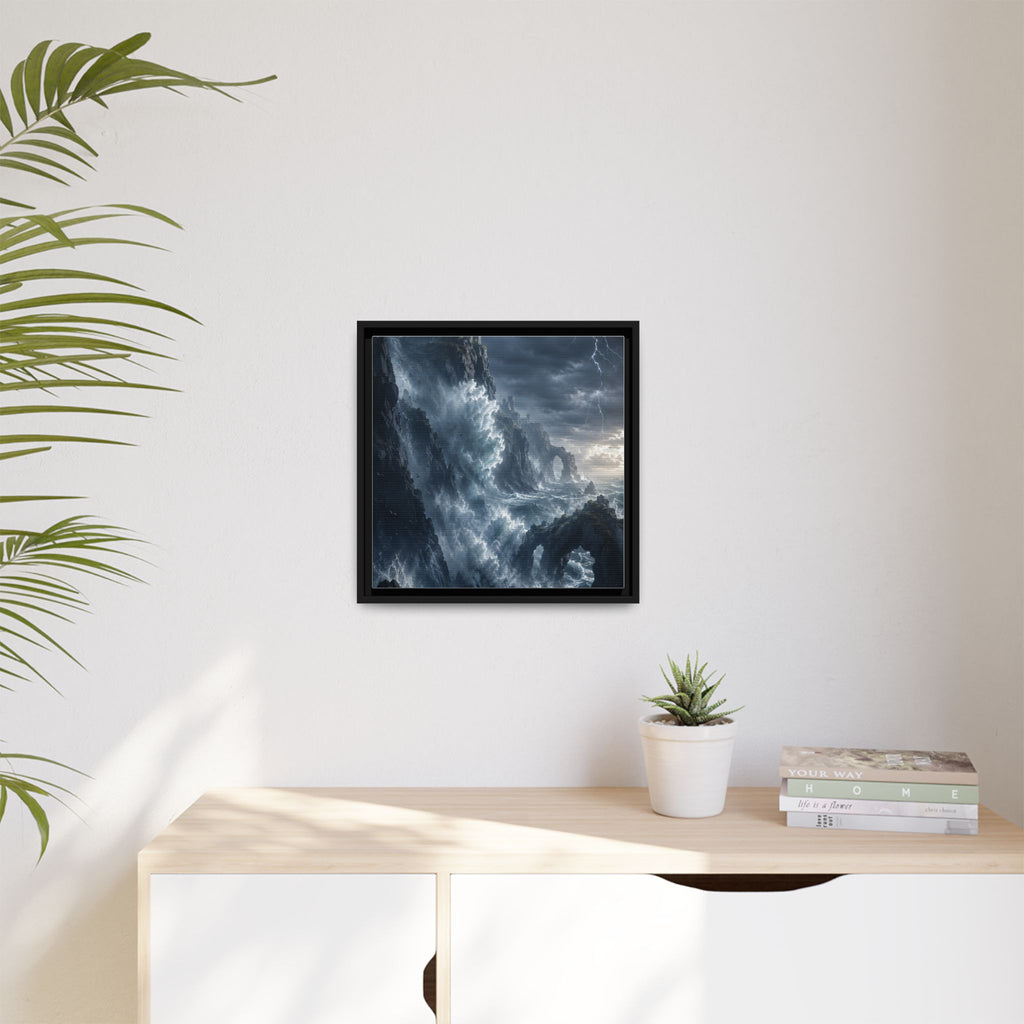 Framed Matte Canvas - Stormy Ocean Fantasy Wall Art