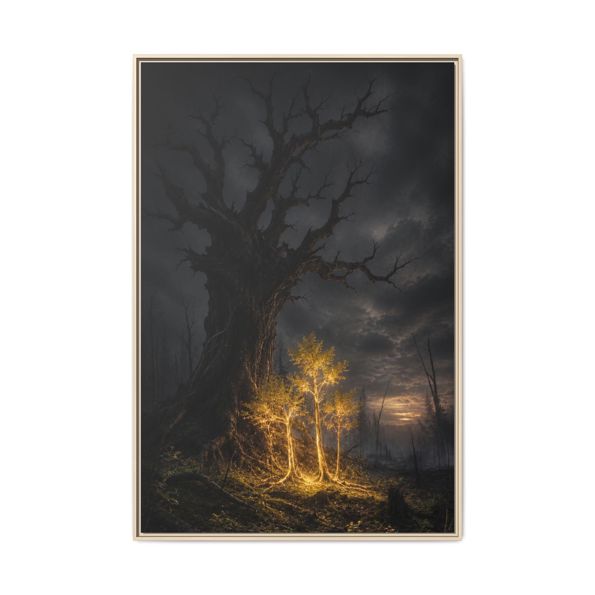 Framed Matte Canvas — Glowing Enchanted Tree Wall Art